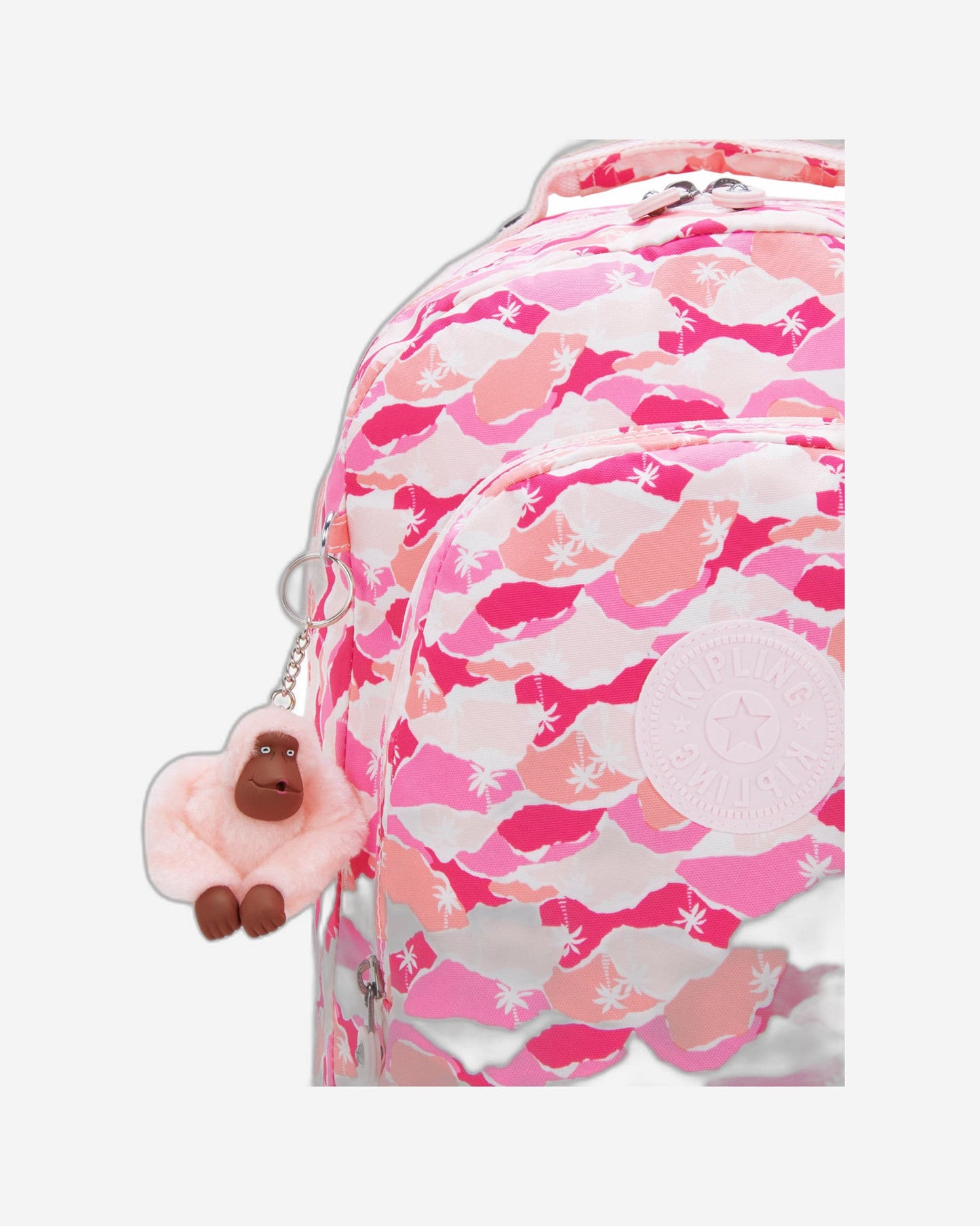 حقيبة ظهر Kipling Class Room Pink Palm كبيرة مع حجرة للكمبيوتر المحمول I7090-1BV