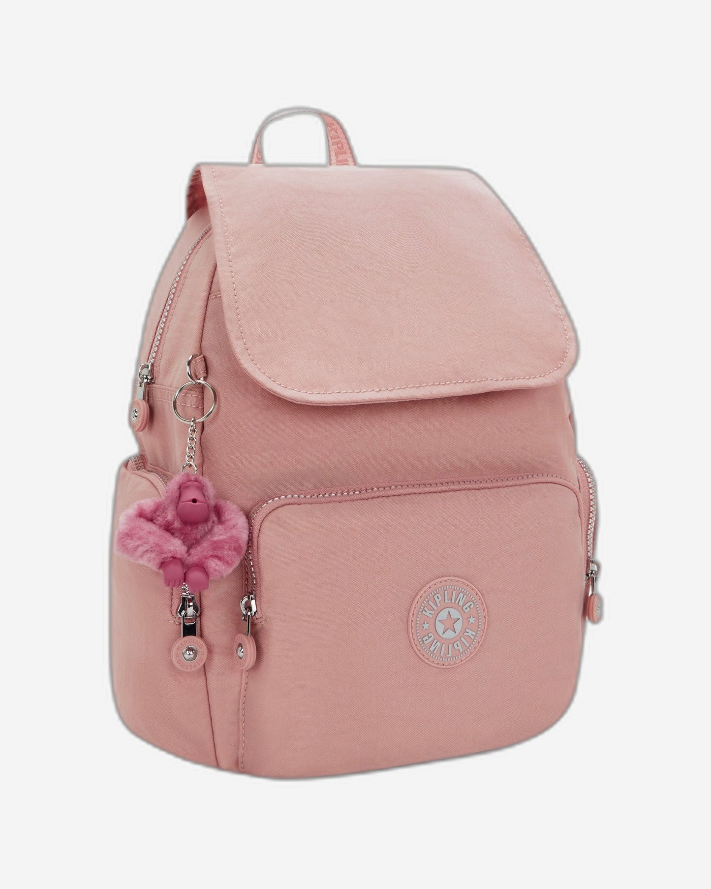 حقيبة الظهر الصغيرة Kipling City Zip S باللون الوردي الزاهي I7354-8HB