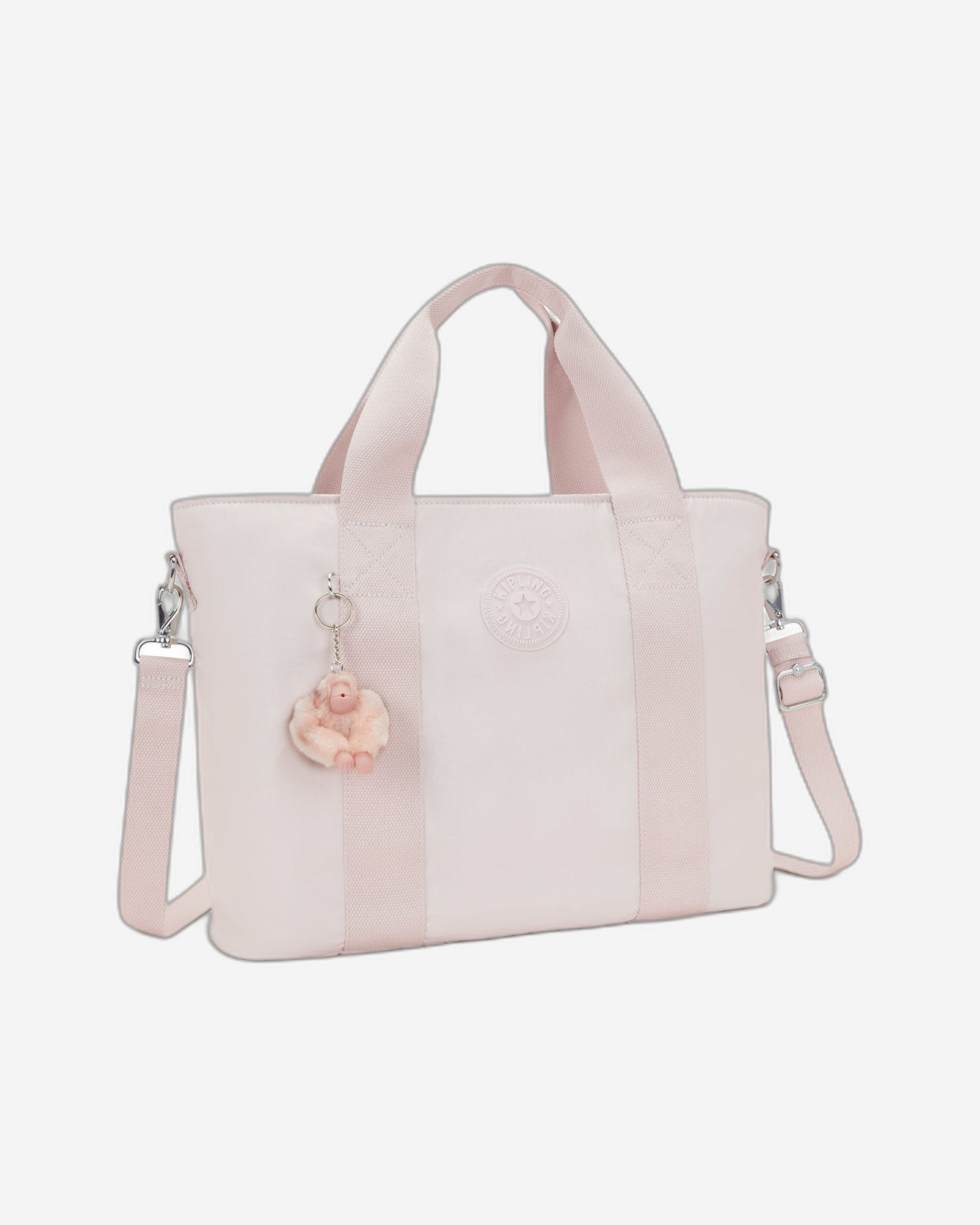 حقيبة كيبلينج مينتا كبيرة وردية لامعة I7447-3DZ