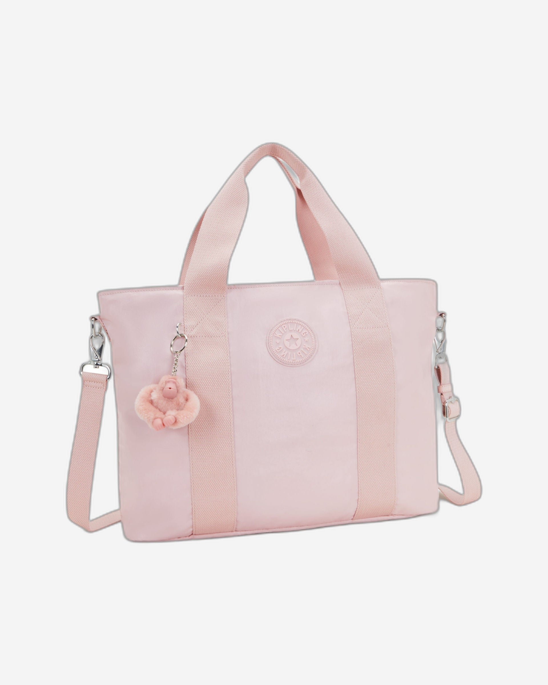 حقيبة كيبلينج مينتا كبيرة وردية لامعة I7447-3DZ