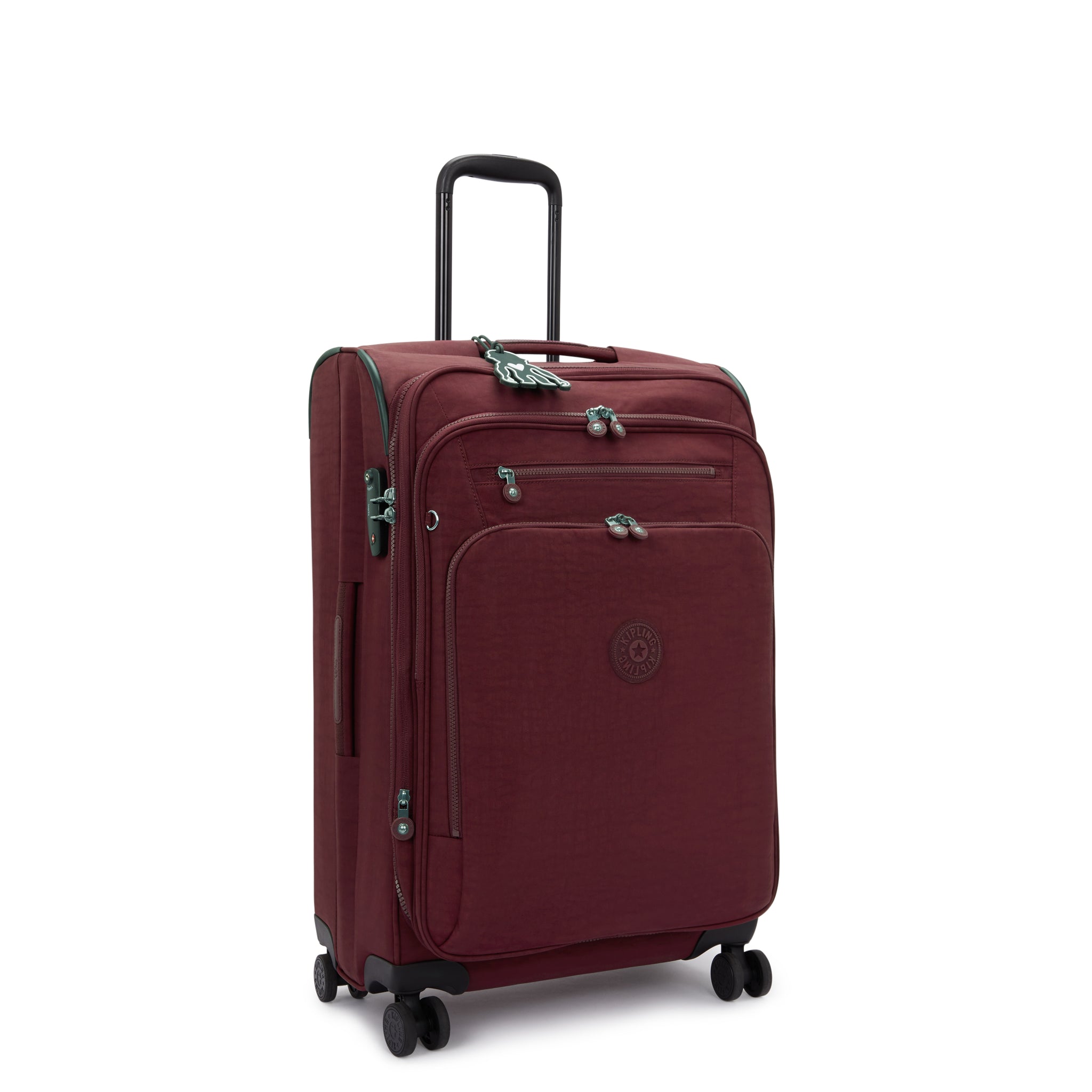 حقيبة سفر Kipling New Youri Spin M Lounge Wine متوسطة الحجم قابلة للتمدد بعجلات I7706-5FW