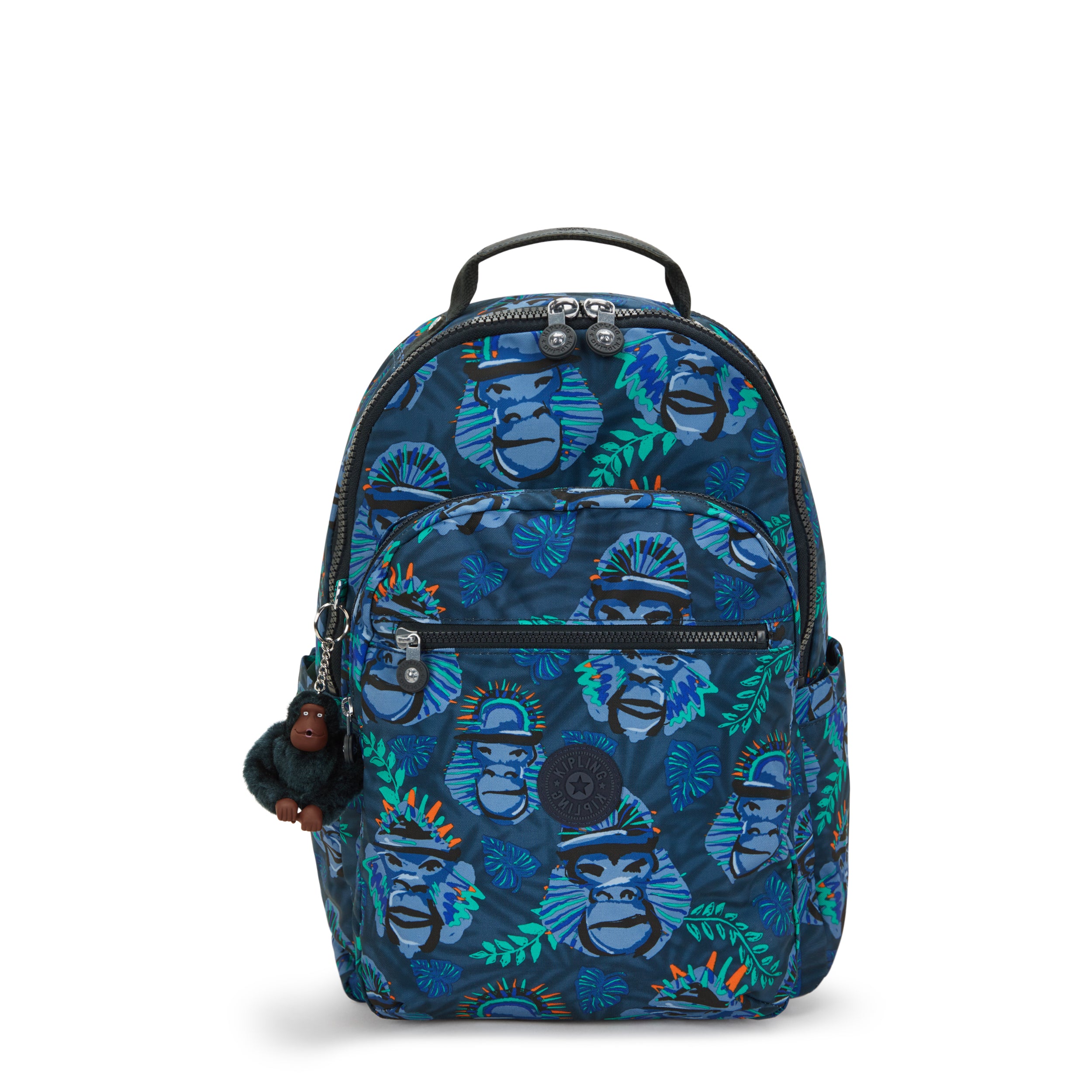 KIPLING-Seoul College-Large Backpack with Separate Laptop Compartment-Blue Monkey Fun-I7973-8HJ