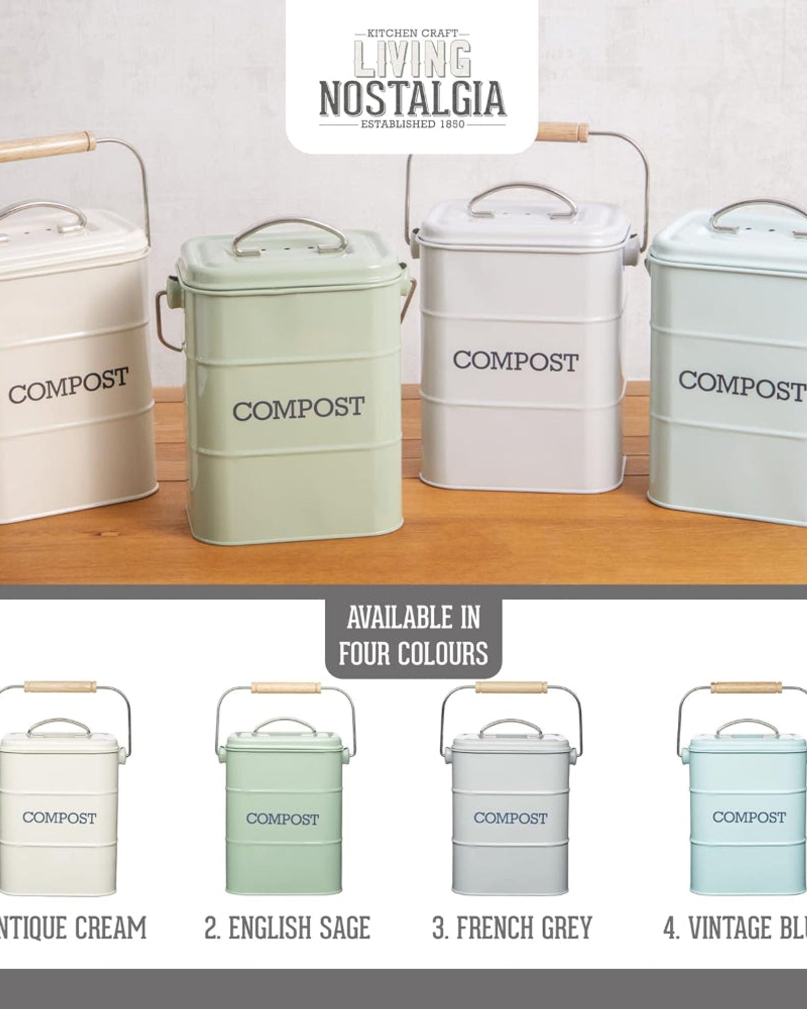 صندوق سماد لين 3 لتر، كريم فولاذي