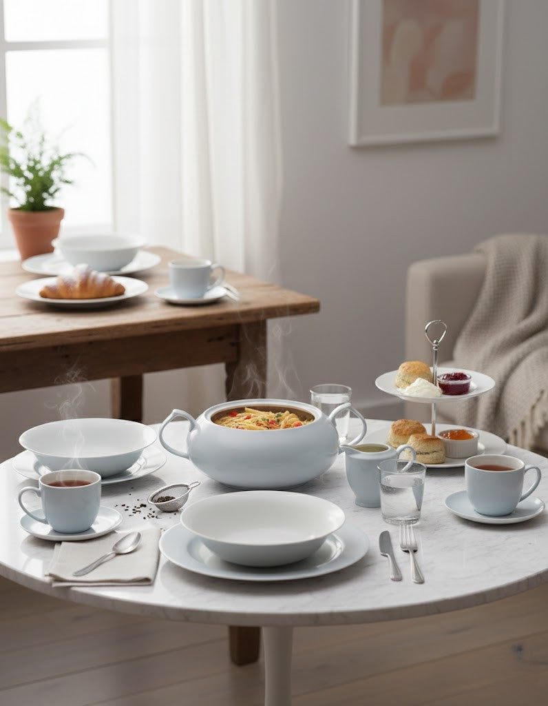 طبق عشاء ميزون باستيل، حجر القمر الأزرق