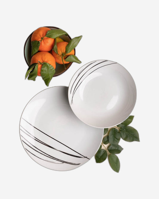 طبق حساء بورسلين توغنانا، مقاس 20 سم، أبيض، أدوات مائدة، تصميم جرافيكي من متروبوليس