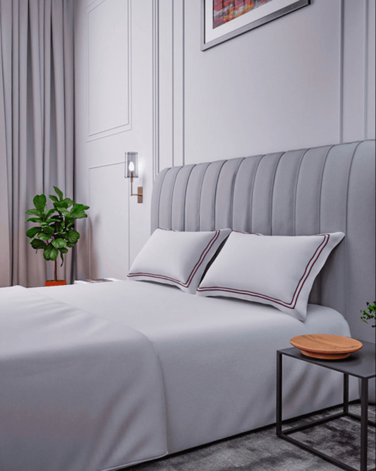 طقم أغطية مخدات Mulberry Living قطن 2 قطعة 400TC سيفرين وايتس أبيض
