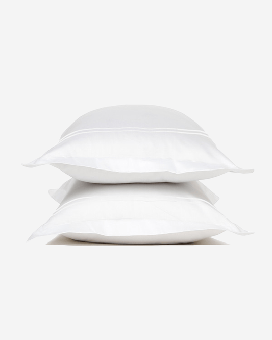 طقم أغطية مخدات Mulberry Living القطنية قطعتين 250TC Serenity Solids لون أبيض