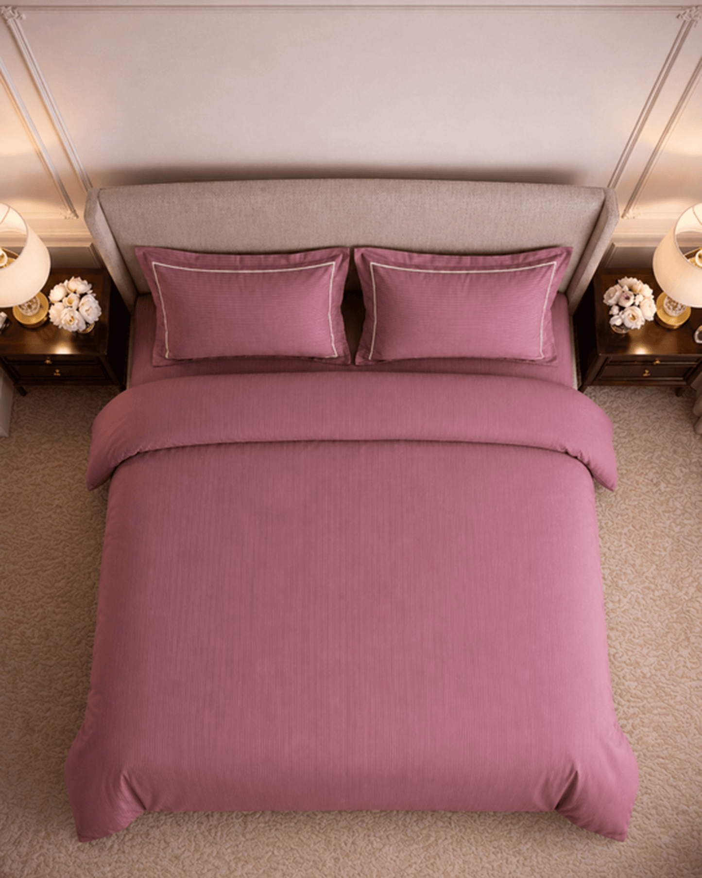 Mulberry Living Cotton King 4 قطع Linear Luxe أبيض