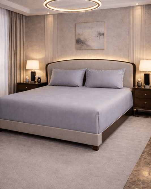 غطاء سرير كينج Mulberry Living Cotton من 3 قطع من جيزة، رمادي فضي