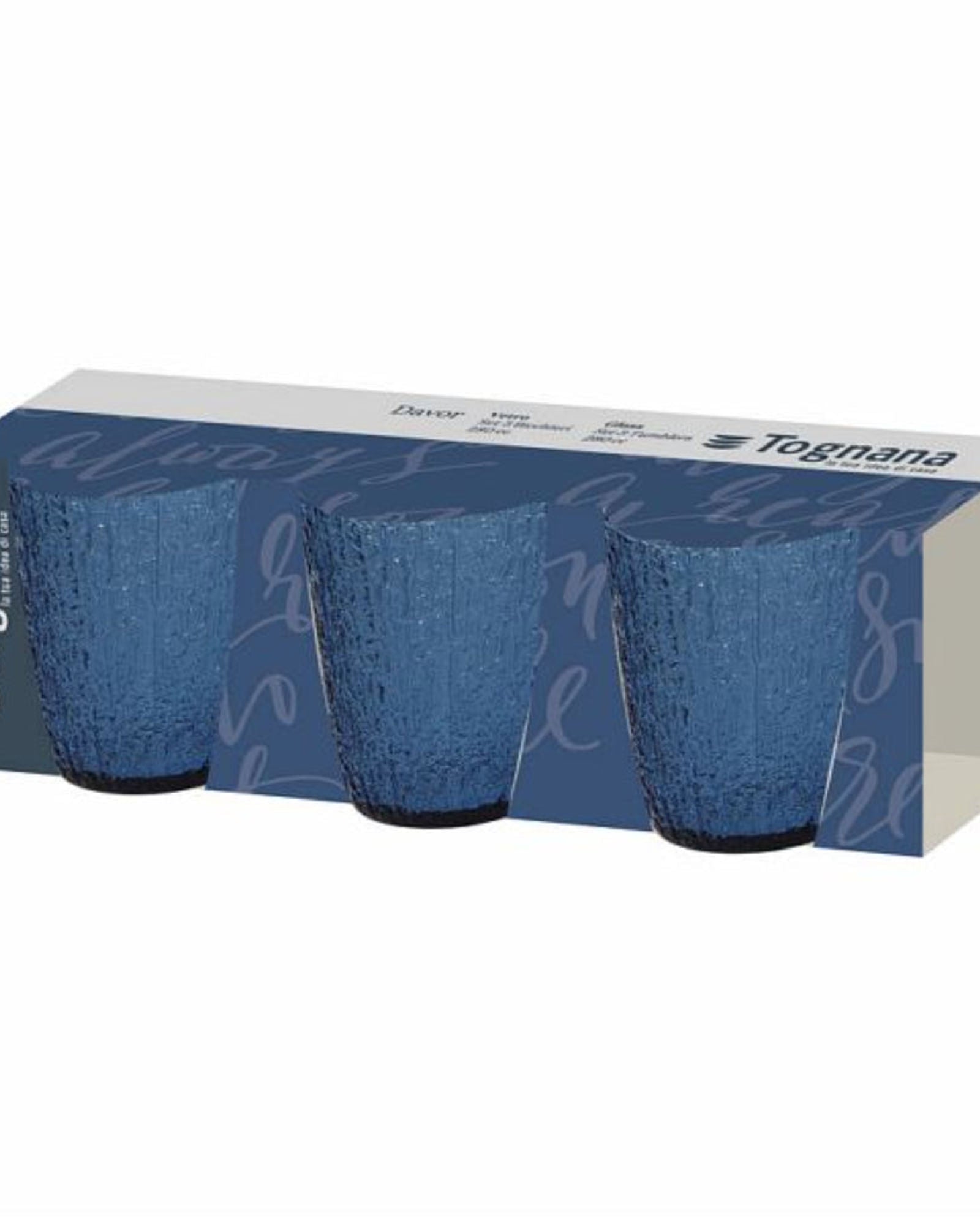 توجنانا دافور - طقم 3 أكواب زجاجية زرقاء