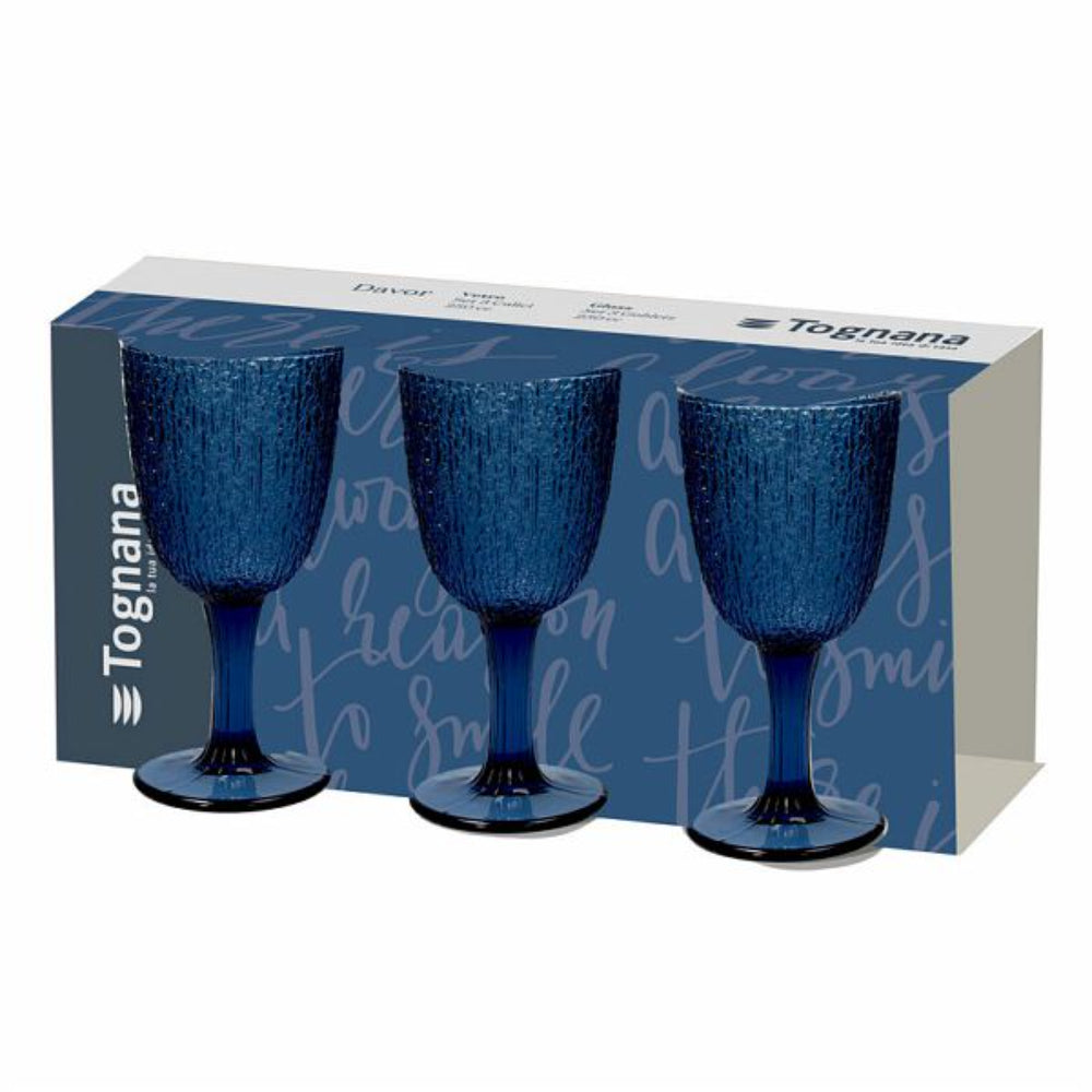 توجنانا دافور - طقم 3 كؤوس زجاجية زرقاء