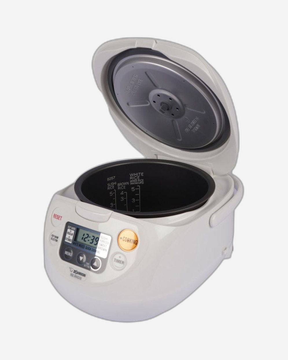 طباخ أرز إلكتروني مع سخان سعة 1.8 لتر، أبيض بارد