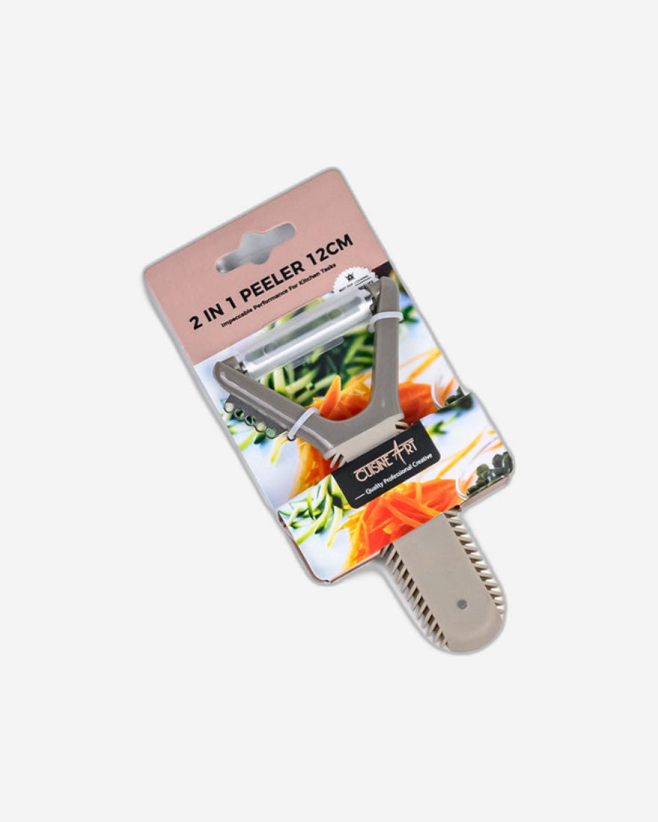 مقشرة 2 في 1 من الفولاذ المقاوم للصدأ من كوزين آرت - 12 سم، بمقبض مريح، قطعة واحدة، متنوعة