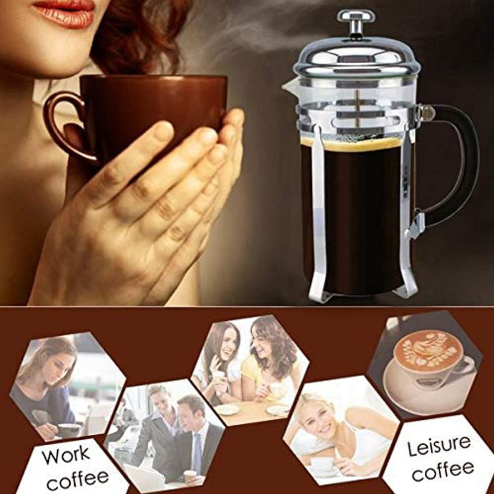 ماكينة قهوة كويزين آرت - مكبس فرنسي | إبريق زجاجي فاخر | فلتر من الفولاذ المقاوم للصدأ | سعة ١٠٠٠ مل