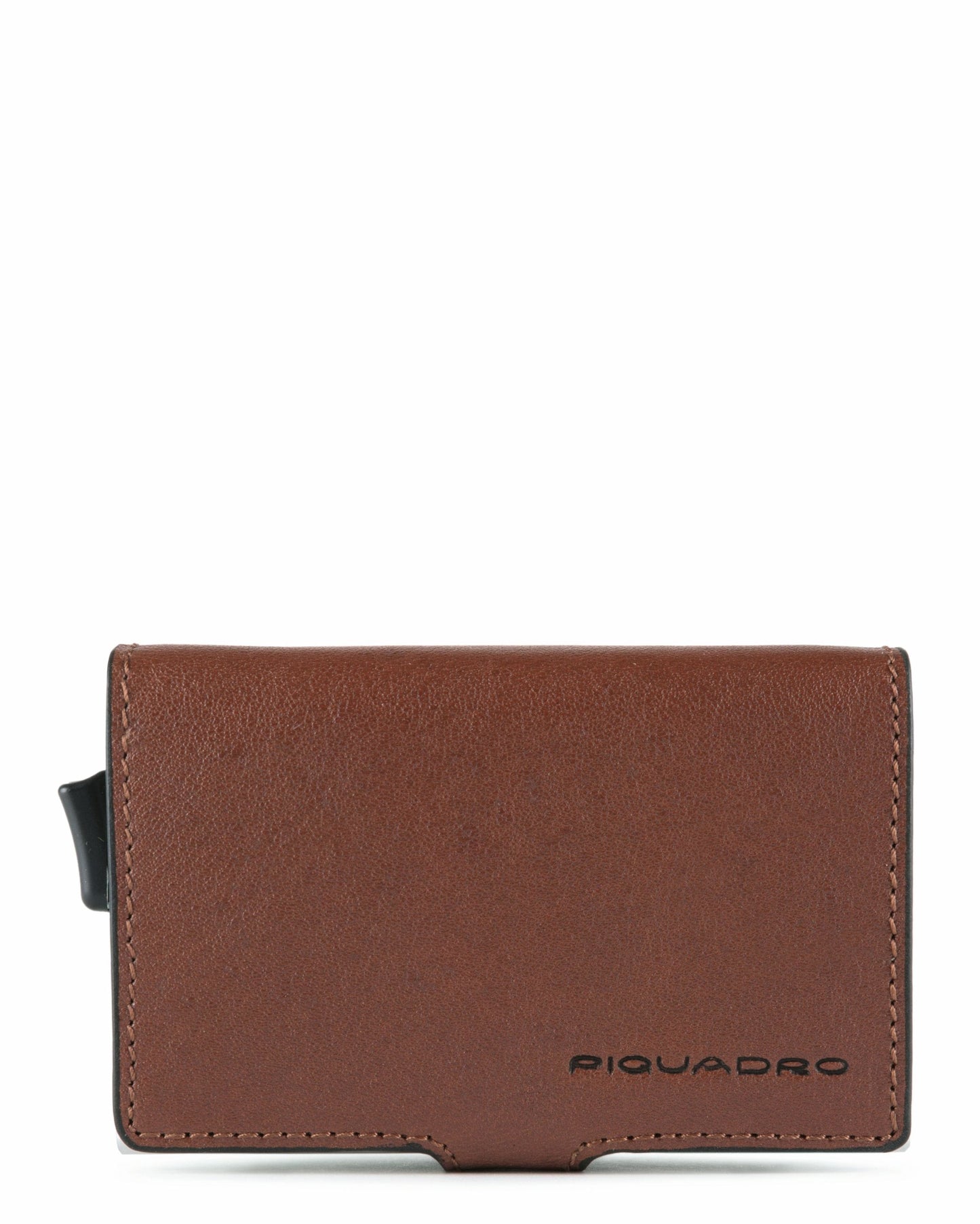 Piquadro Black Square Double Credit Card Case With Sliding System And Rfid Anti-Fraud Protection