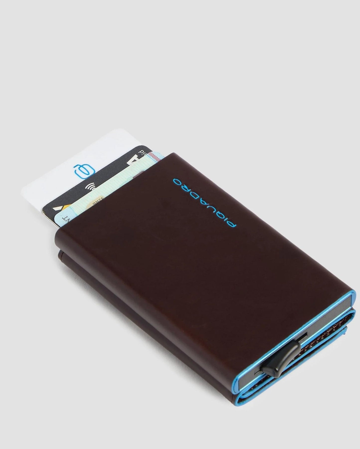 محفظة حامل بطاقات Piquadro Blue Square المنبثقة، لون ماهوغاني