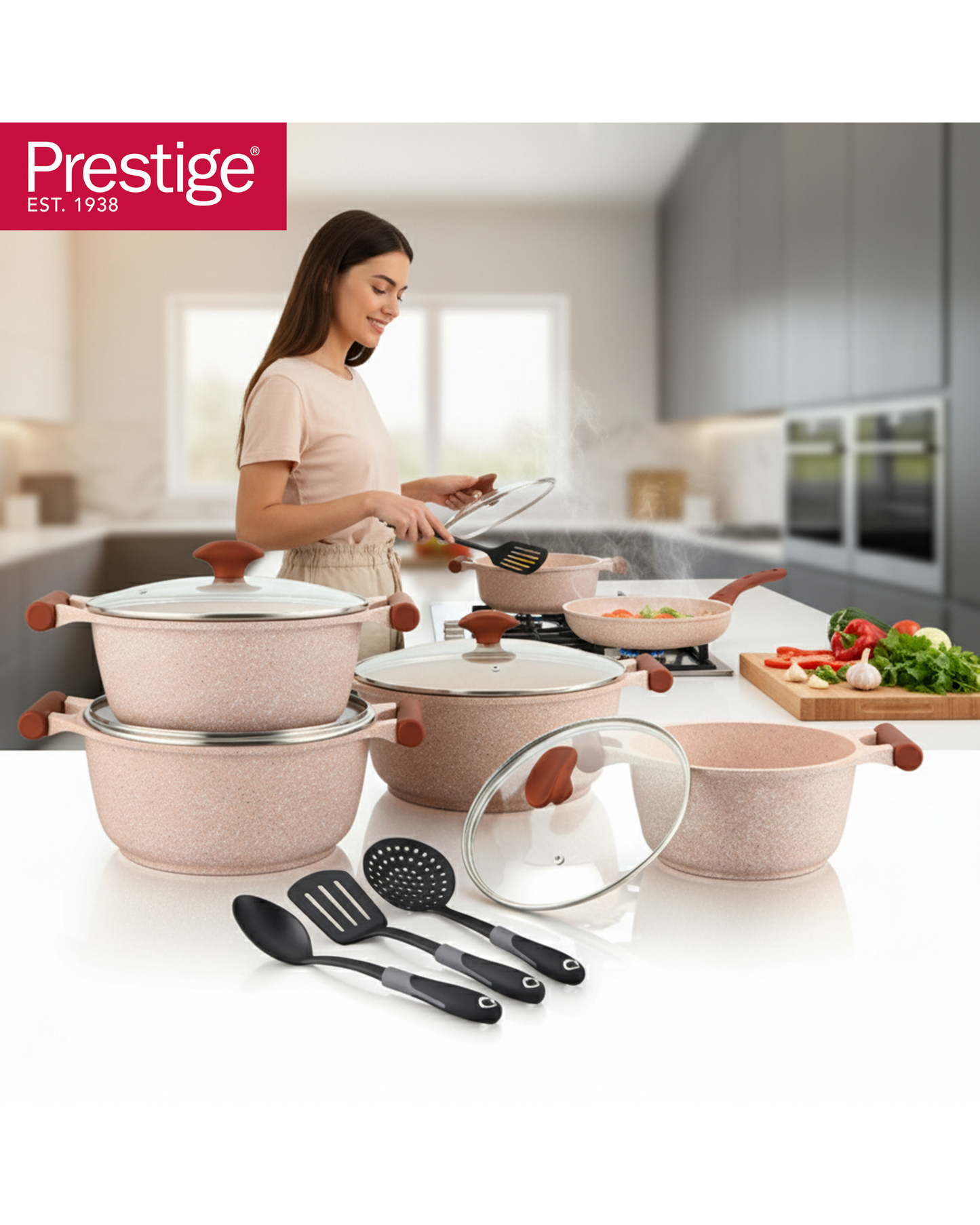 طقم جرانيت بريستيج أخضر مكون من 12 قطعة