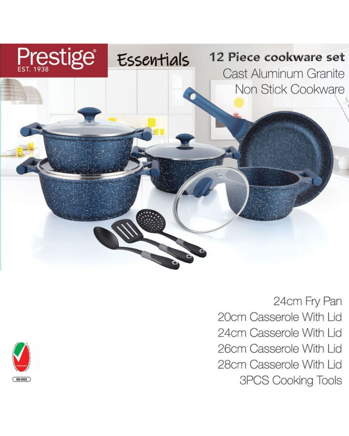 طقم جرانيت بريستيج أخضر مكون من 12 قطعة