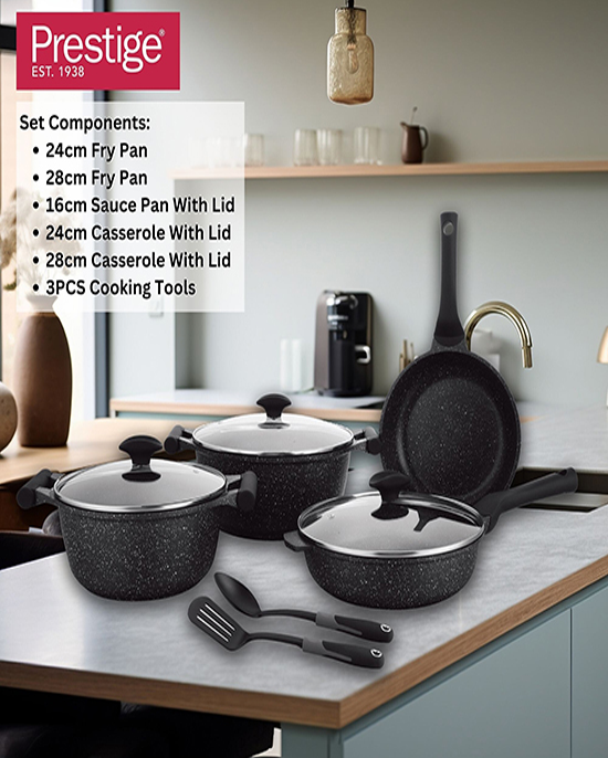 طقم جرانيت برستيج 11 قطعة وردي