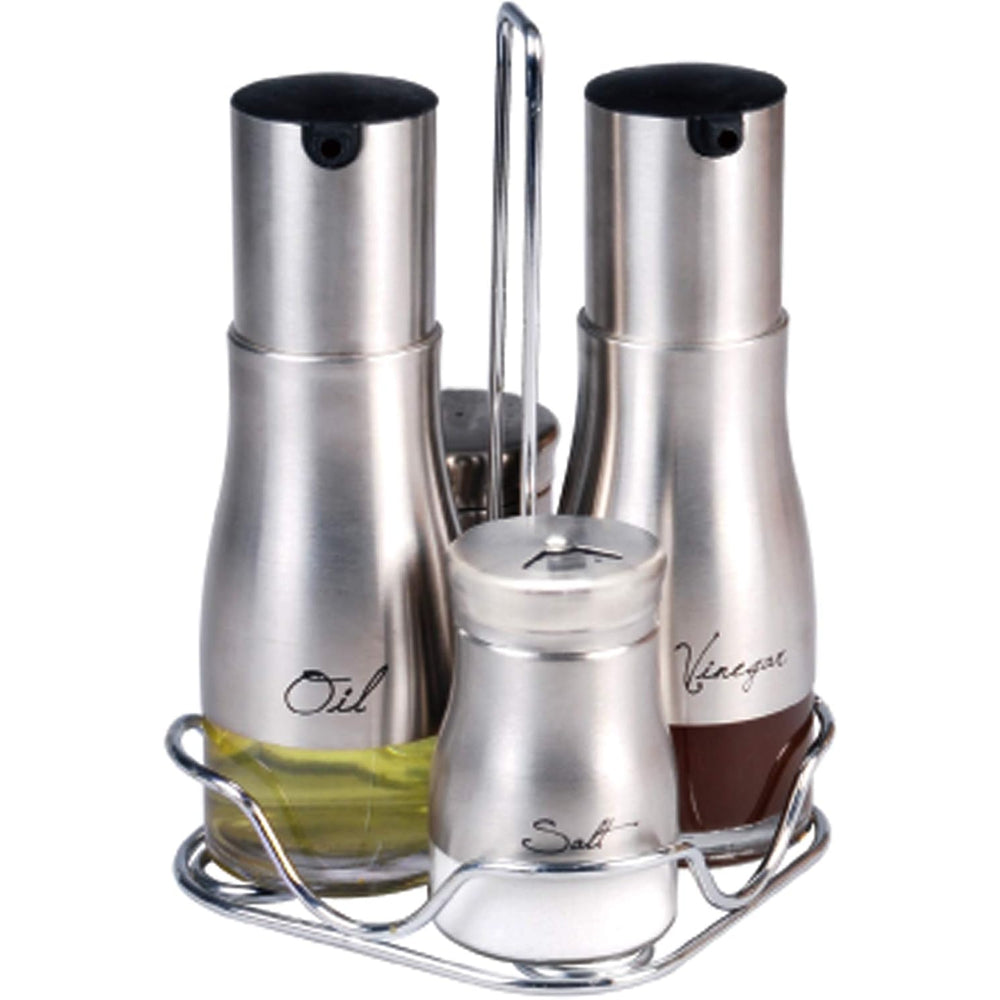 مجموعة فنون الطهي من ٤ برطمانات توابل زجاجية وزجاجة زيت | عبوات زجاجية متينة للتوابل والزيوت والخل والبهارات