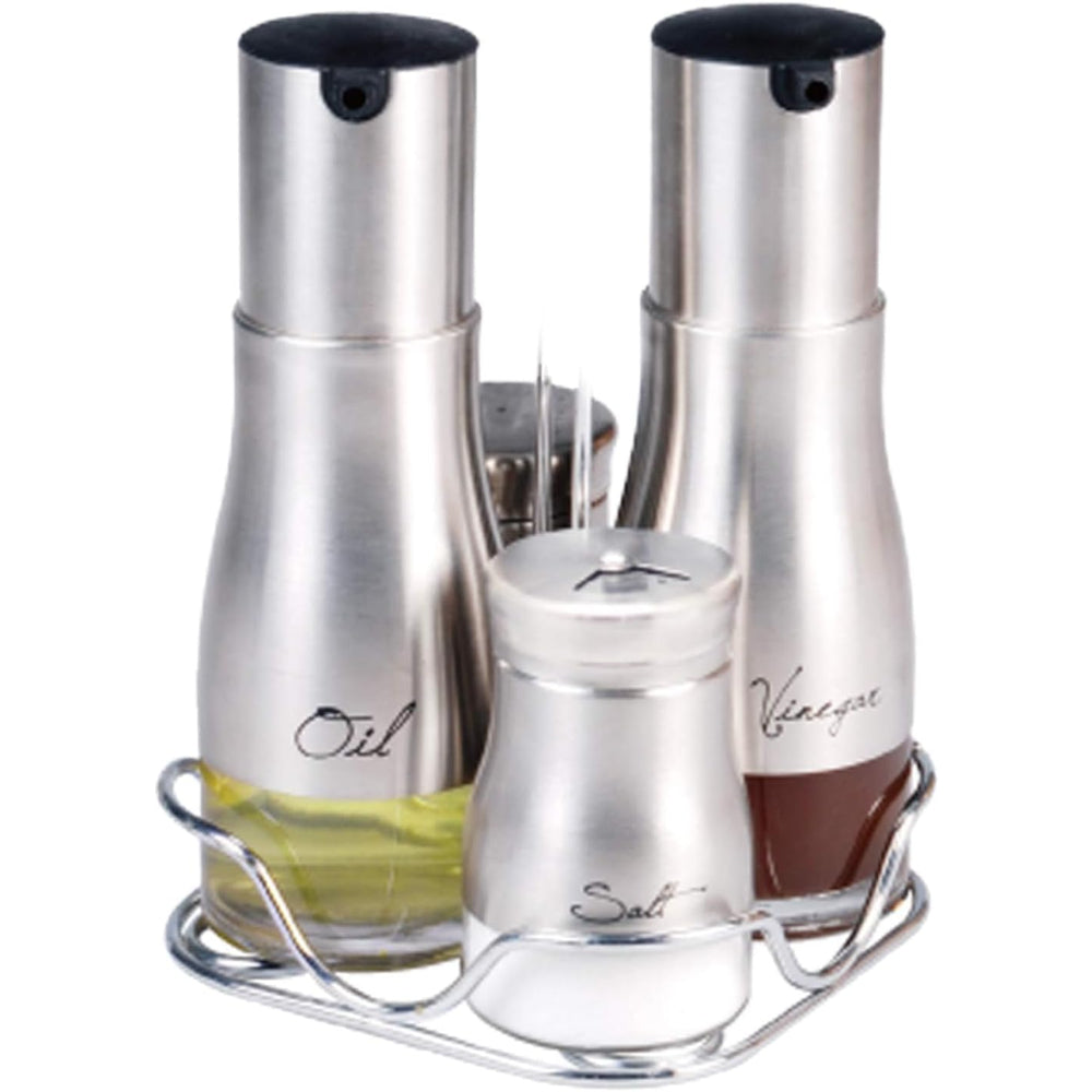 مجموعة فنون الطهي من ٤ برطمانات توابل زجاجية وزجاجة زيت | عبوات زجاجية متينة للتوابل والزيوت والخل والبهارات