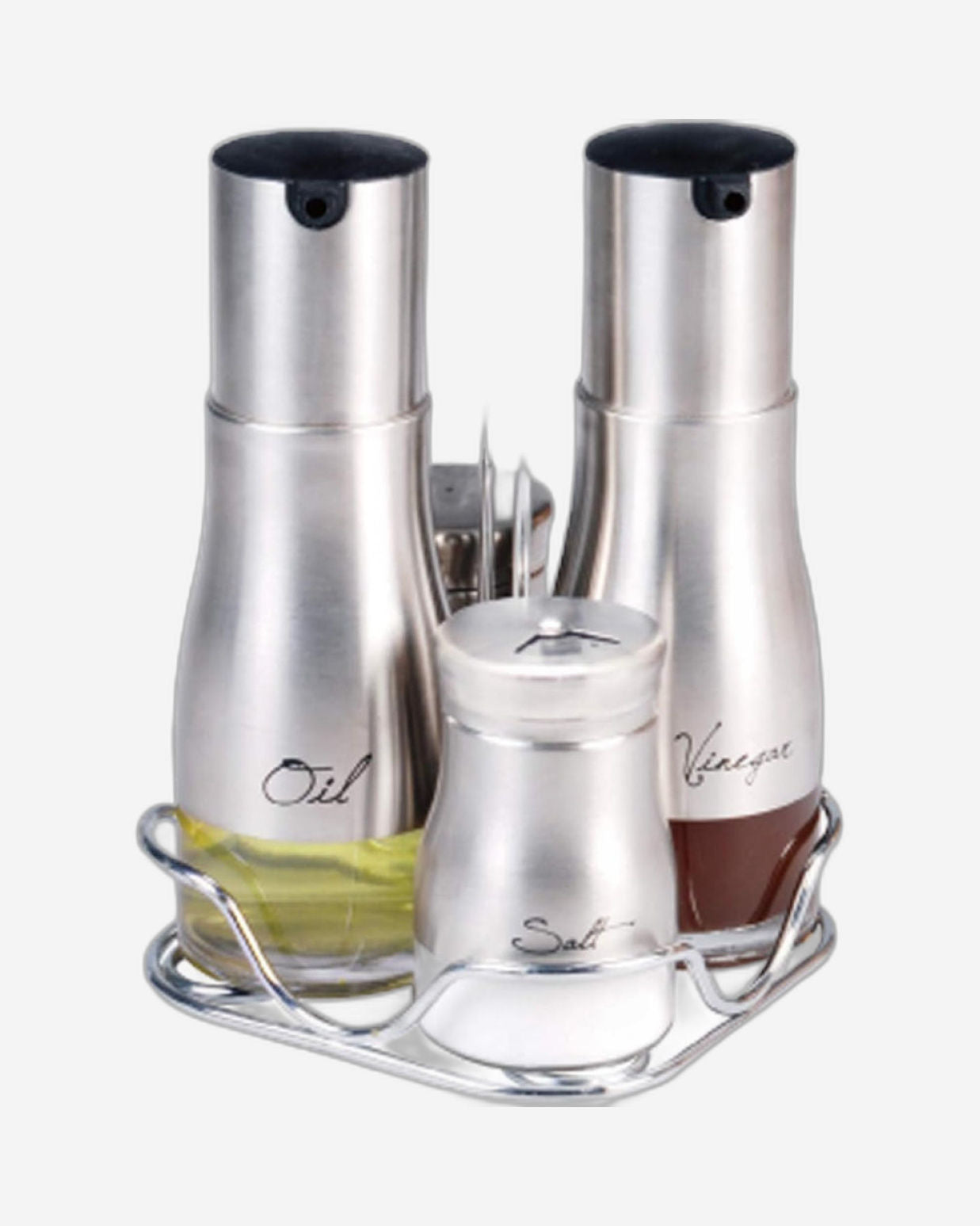 مجموعة فنون الطهي من ٤ برطمانات توابل زجاجية وزجاجة زيت | عبوات زجاجية متينة للتوابل والزيوت والخل والبهارات