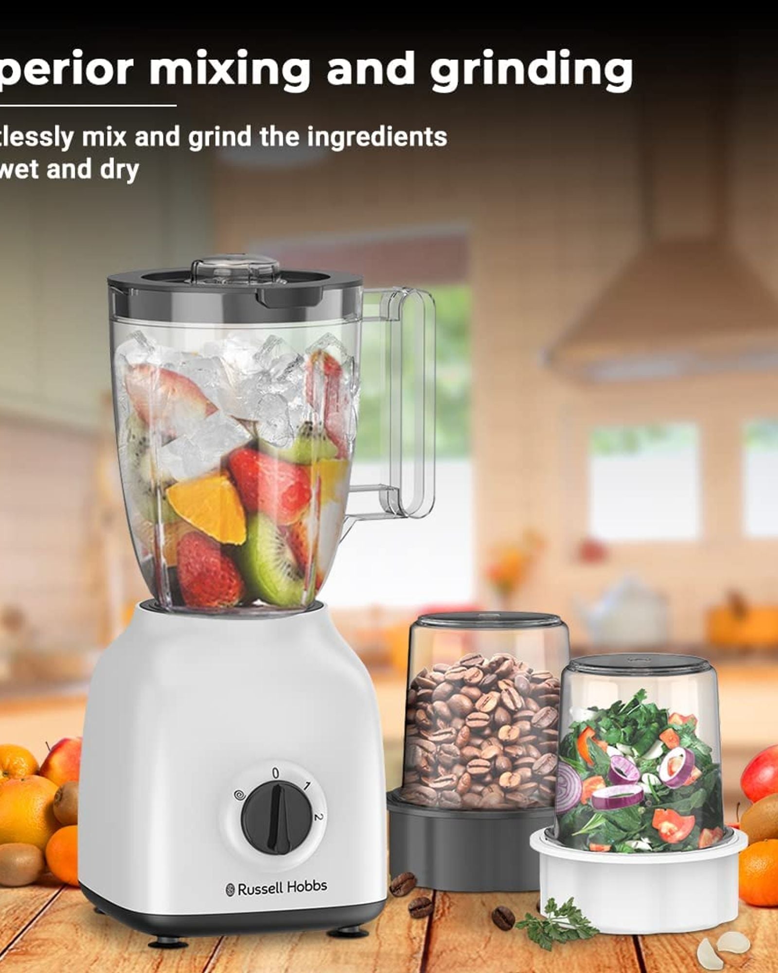 خلاط راسل هوبز مع مطحنة ومطحنتين