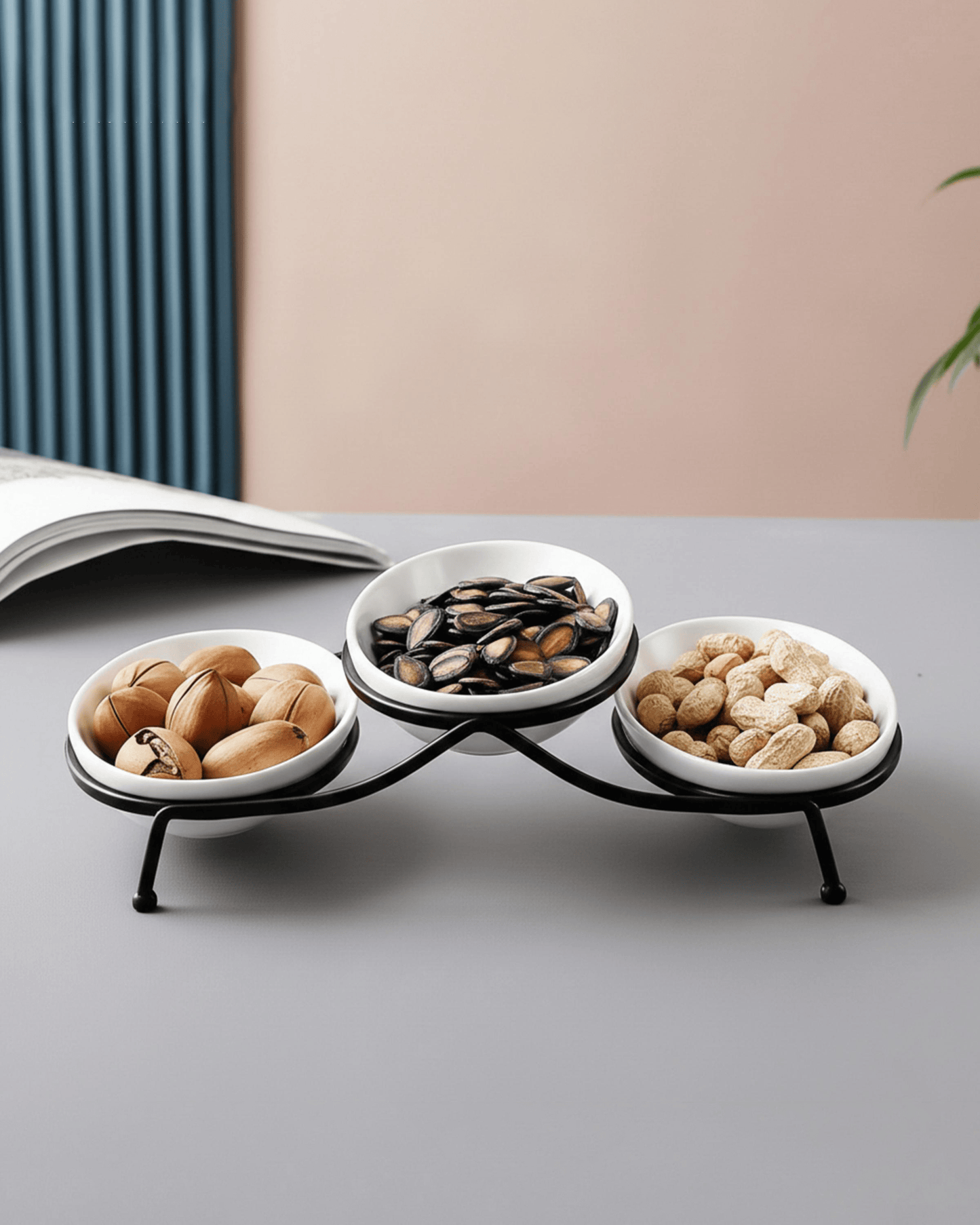 Shallow Oval Serving Bowls with Stand