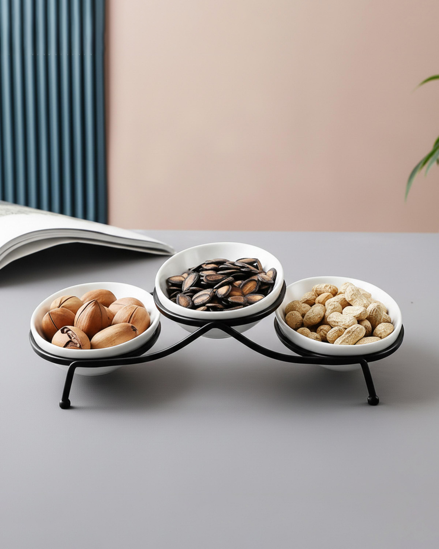 Shallow Oval Serving Bowls with Stand