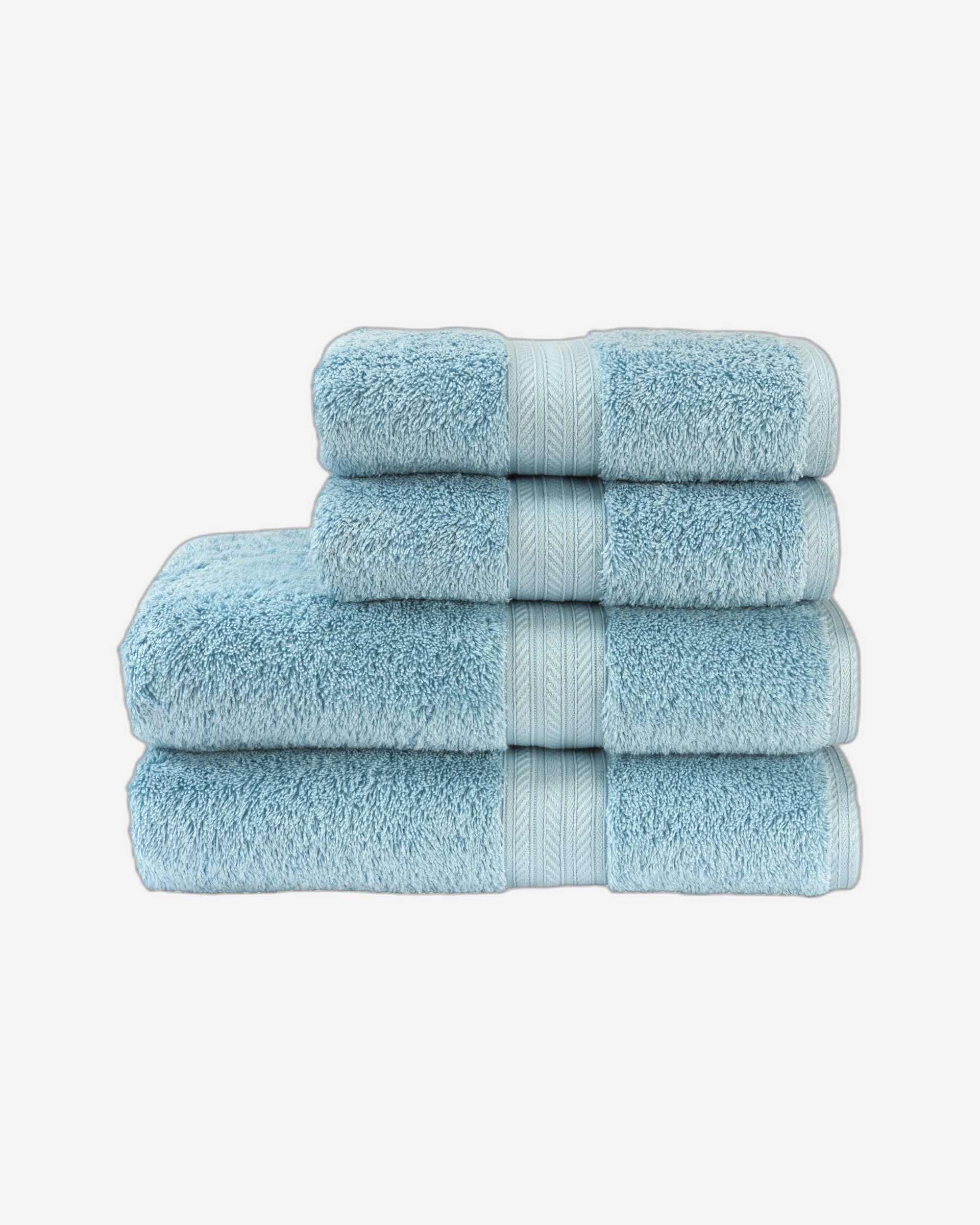 مجموعة مناشف حمام كريستي "رينيسانس" المصنوعة من القطن المصري باللون الأزرق الشامبراي الناعم