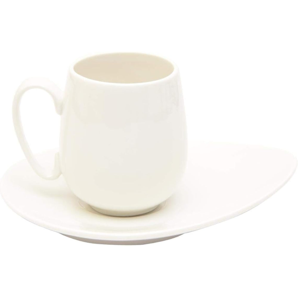 طقم فناجين وصحون صغيرة، 12 قطعة، 90 مل، أبيض، من الخزف العظمي - فناجين شاي أنيقة مع صحون لحفلات الشاي والاستخدام اليومي