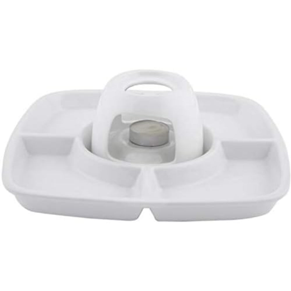 طقم فوندو بورسلين مسطح، أبيض - أدوات تقديم أنيقة للجبن والشوكولاتة وغيرها