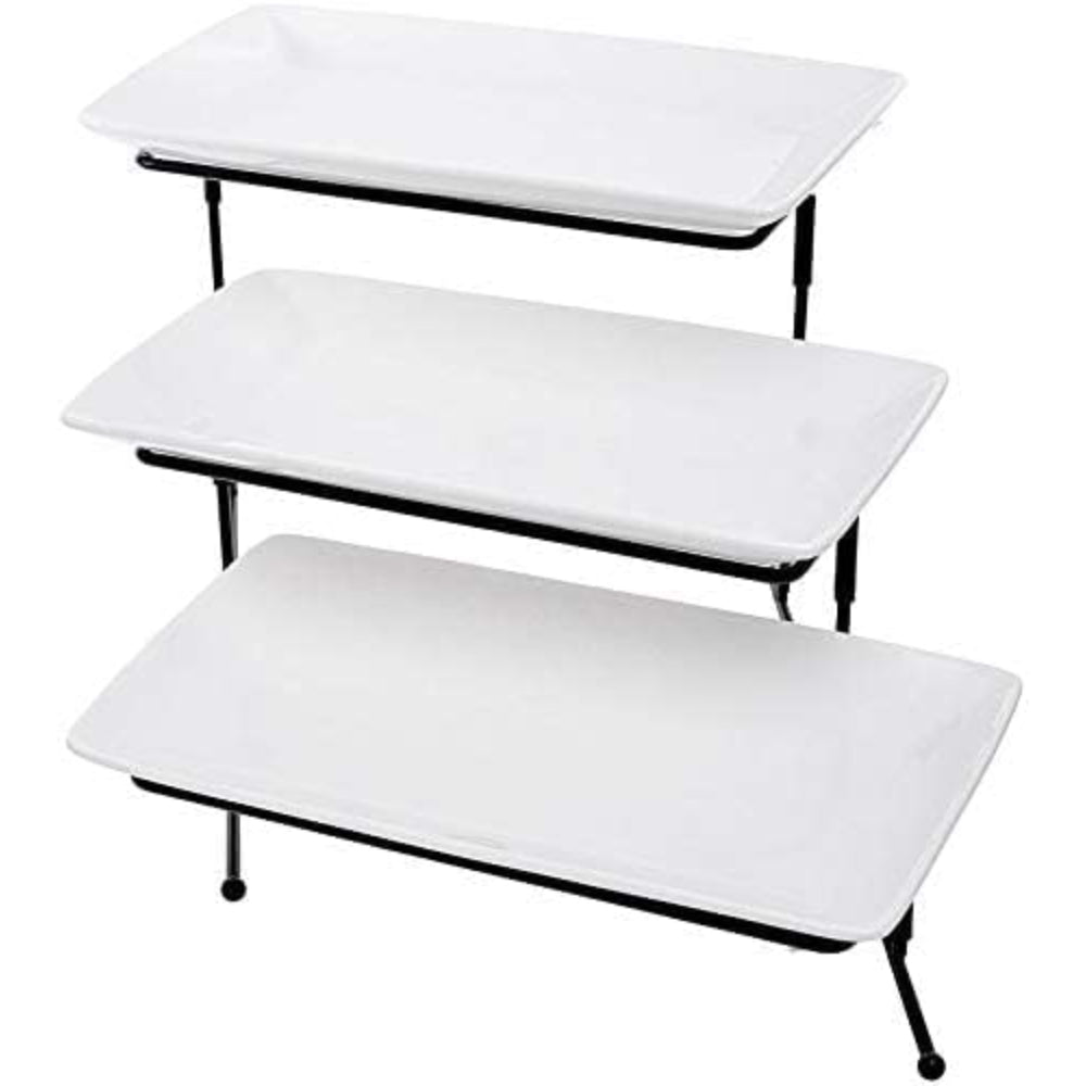 طقم تقديم من البورسلين الضحل، مكون من 5 قطع، باللونين الأبيض والأحمر - أدوات مائدة أنيقة مع 4 أكواب وصينية حمراء