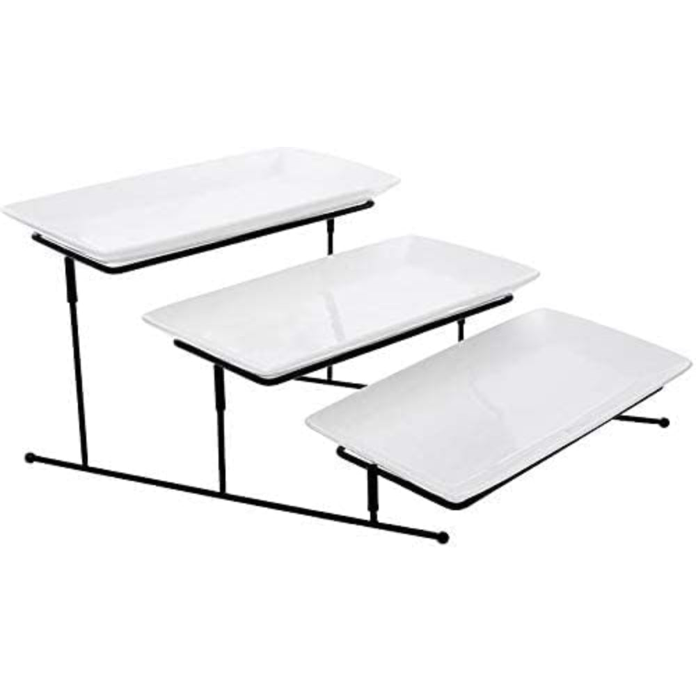 طقم تقديم من البورسلين الضحل، مكون من 5 قطع، باللونين الأبيض والأحمر - أدوات مائدة أنيقة مع 4 أكواب وصينية حمراء