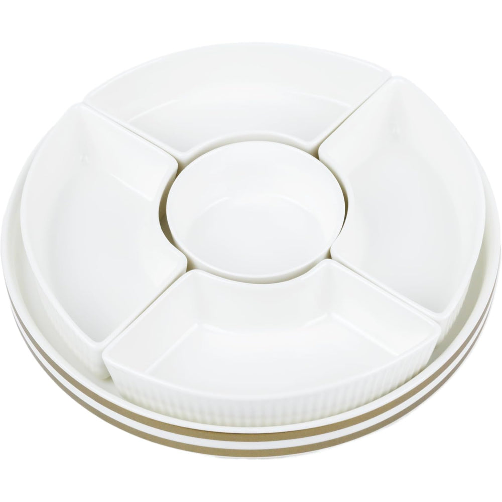 طقم تقديم من البورسلين "نيو فيردي" من شالو، بخمسة أقسام، بقطر ٢٦ سم - أدوات مائدة أنيقة لأطباق شهية