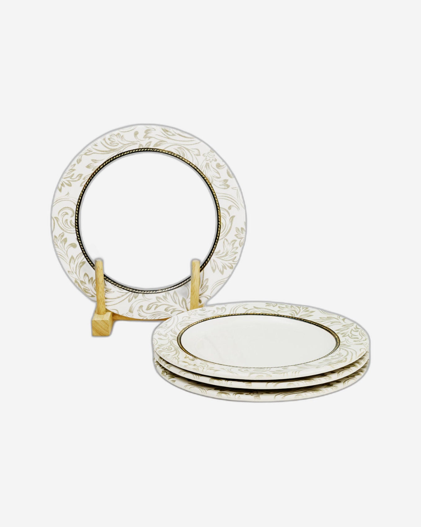 طبق حلوى دائري من السيراميك إيلانا من إيديسا، مقاس 20 سم، أبيض (مجموعة من 4 قطع)