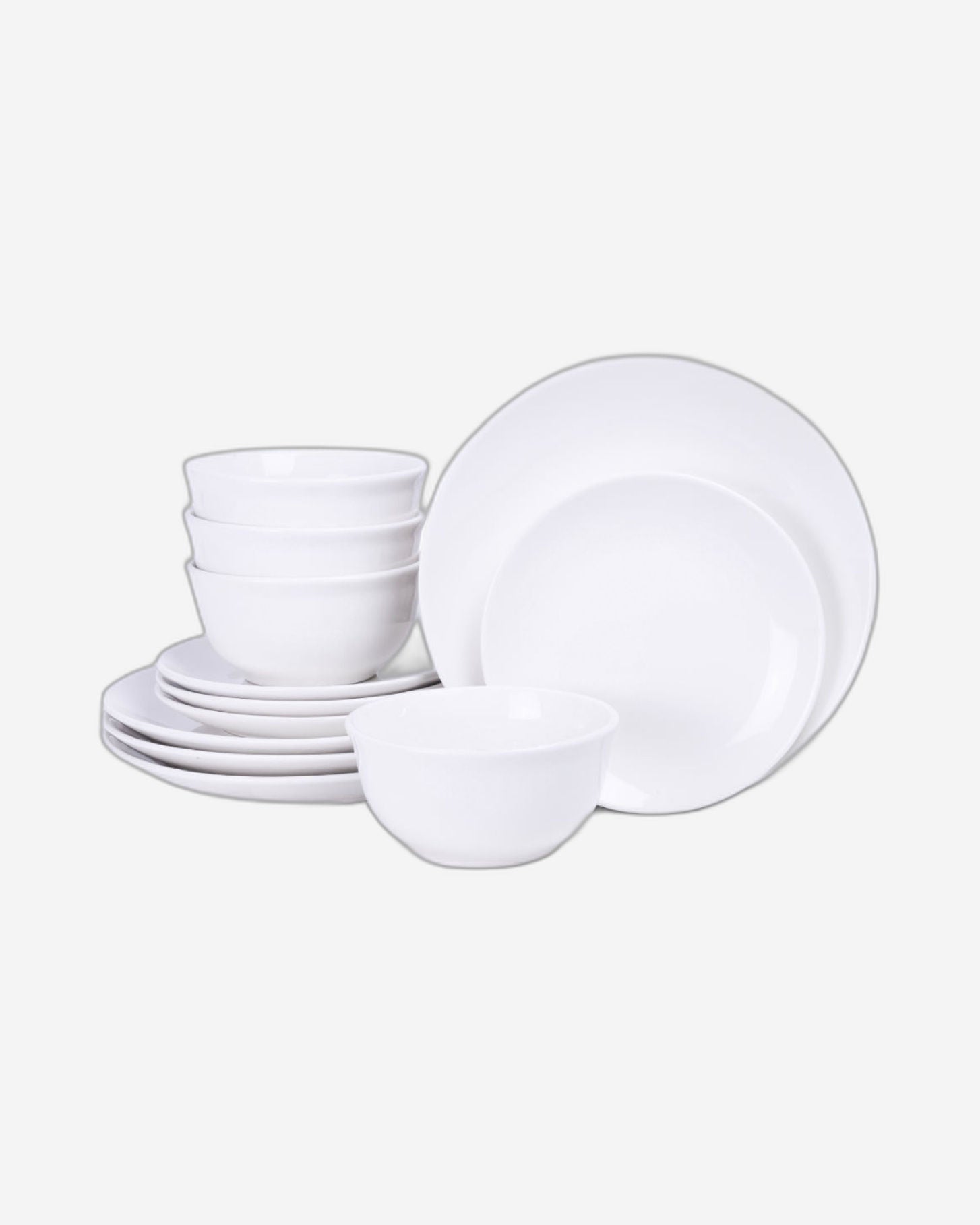 طقم عشاء بورسلين من شالو باي كوزين آرت، ١٢ قطعة - أواني خزفية أنيقة لأربعة أشخاص | يشمل أطباق عشاء ٢٦.٨ سم، وأطباق جانبية ٢٠ سم، وأوعية ١٥ سم، لون أبيض