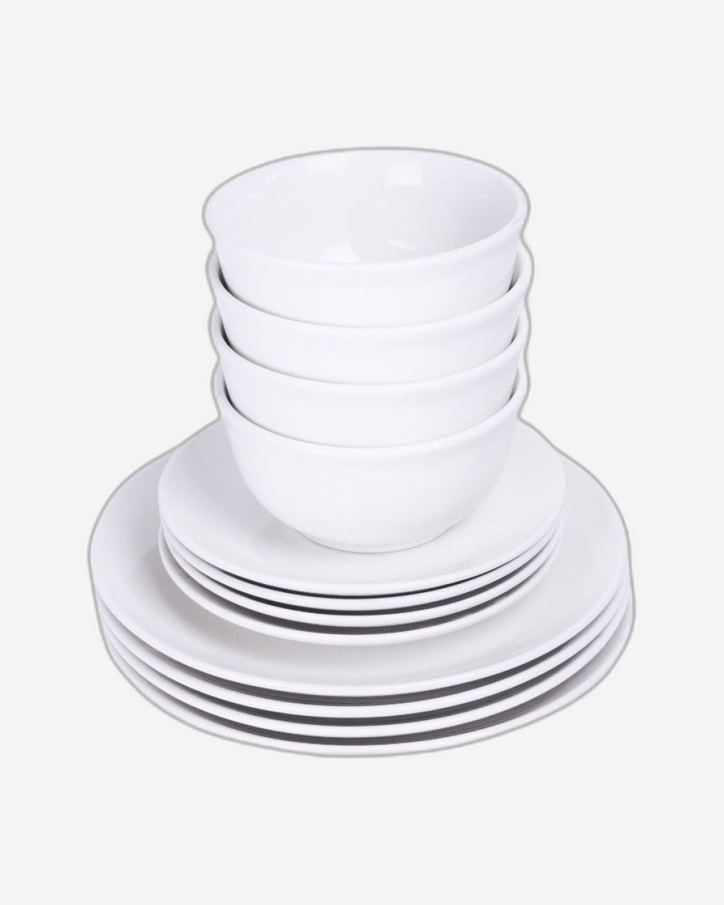 طقم عشاء بورسلين من شالو باي كوزين آرت، ١٢ قطعة - أواني خزفية أنيقة لأربعة أشخاص | يشمل أطباق عشاء ٢٦.٨ سم، وأطباق جانبية ٢٠ سم، وأوعية ١٥ سم، لون أبيض