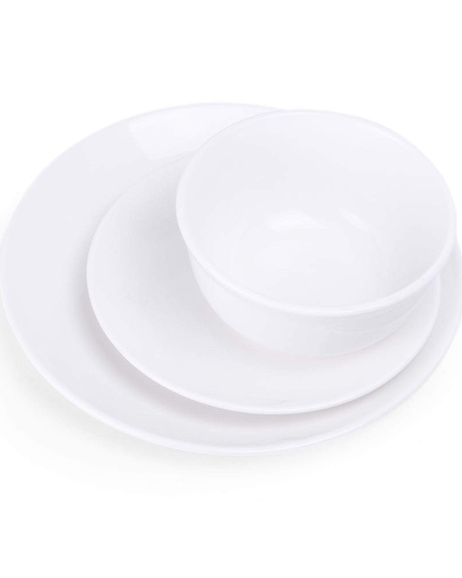 طقم عشاء بورسلين من شالو باي كوزين آرت، ١٢ قطعة - أواني خزفية أنيقة لأربعة أشخاص | يشمل أطباق عشاء ٢٦.٨ سم، وأطباق جانبية ٢٠ سم، وأوعية ١٥ سم، لون أبيض