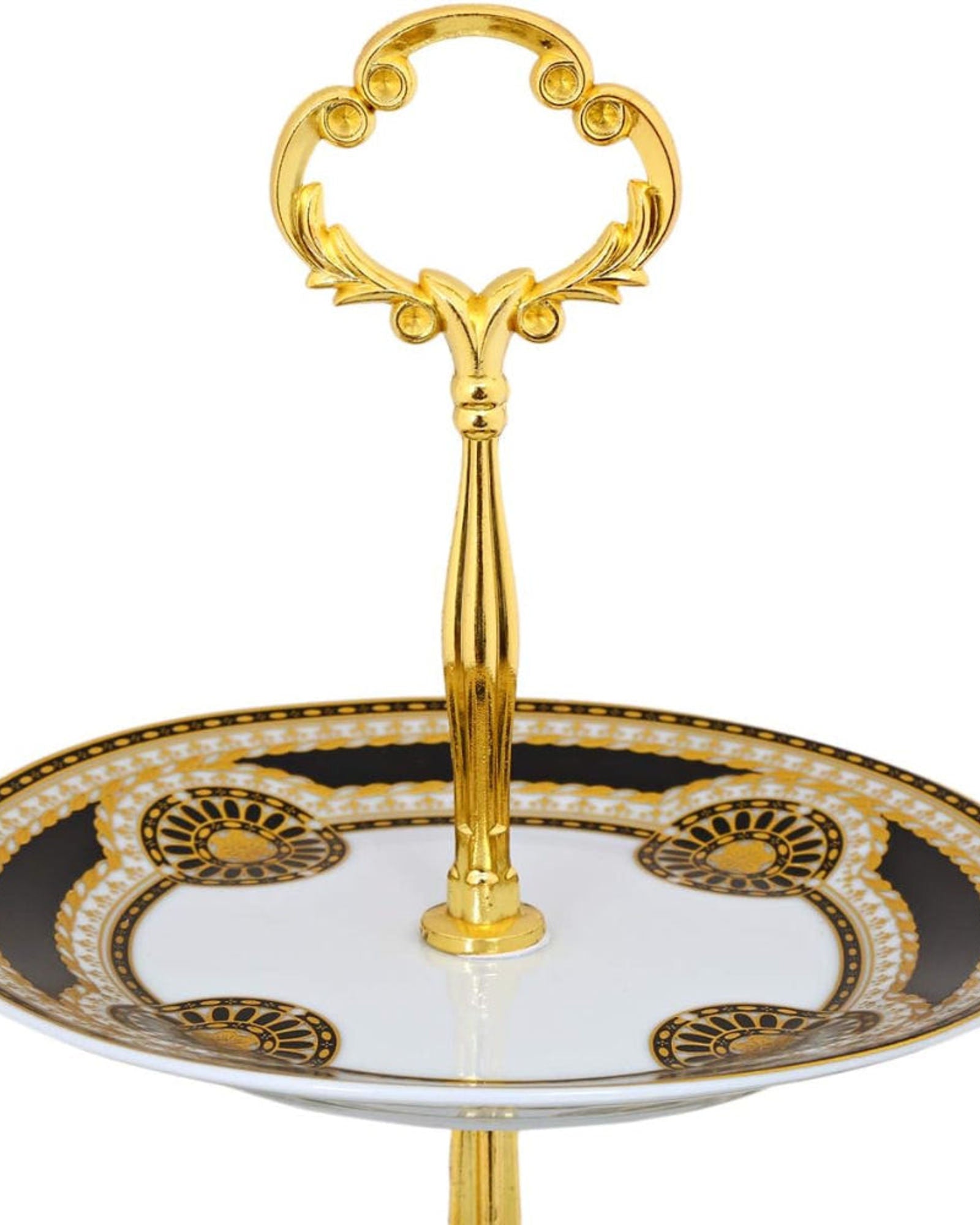 طبق كيك صيني عظمي ضحل بثلاث طبقات، حامل حلوى أنيق من البورسلين لشاي ما بعد الظهيرة والمعجنات وحفلات الزفاف