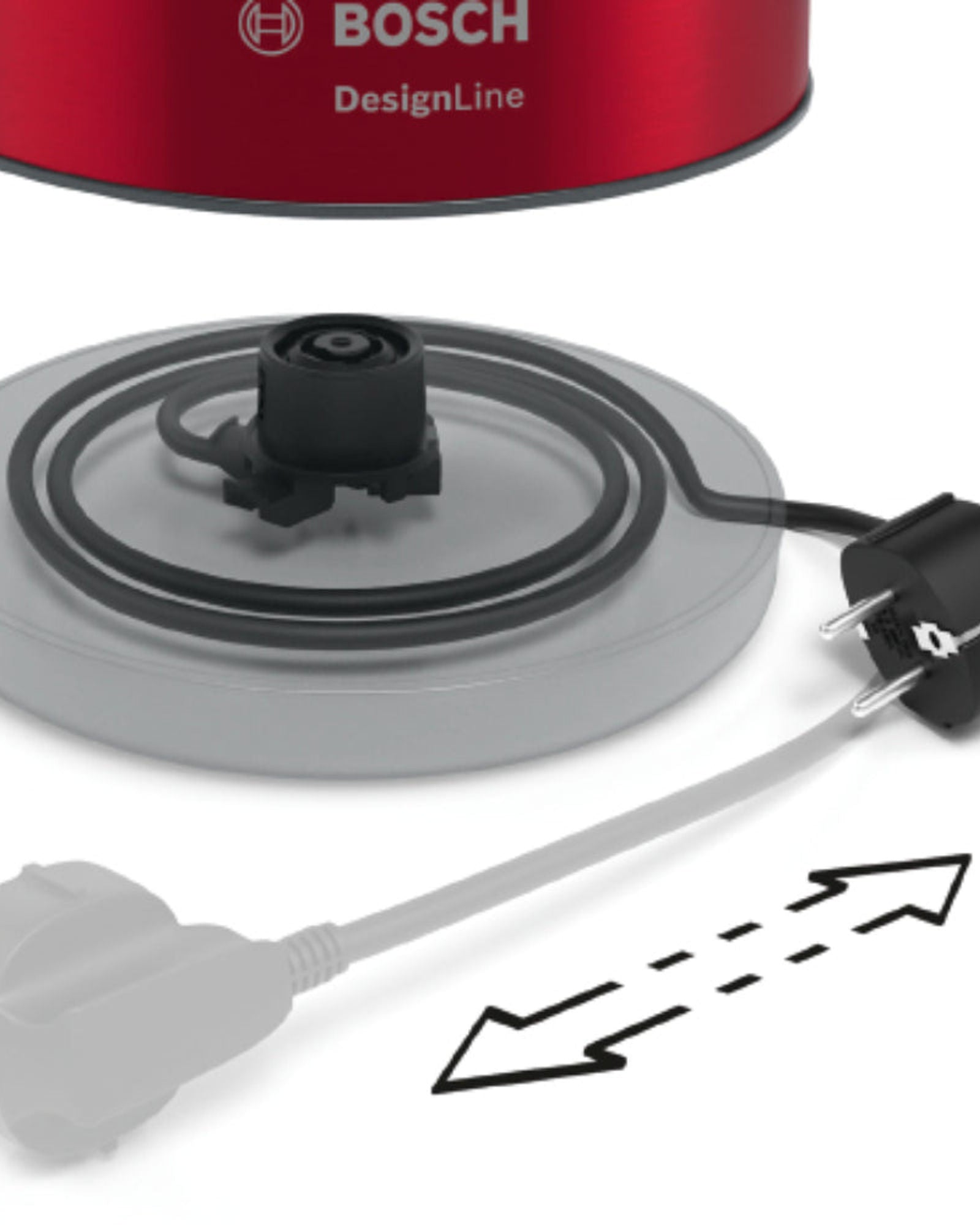 غلاية كهربائية بوش ديزاين لاين 3000 واط TWK4P434GB كريستال أحمر غامق