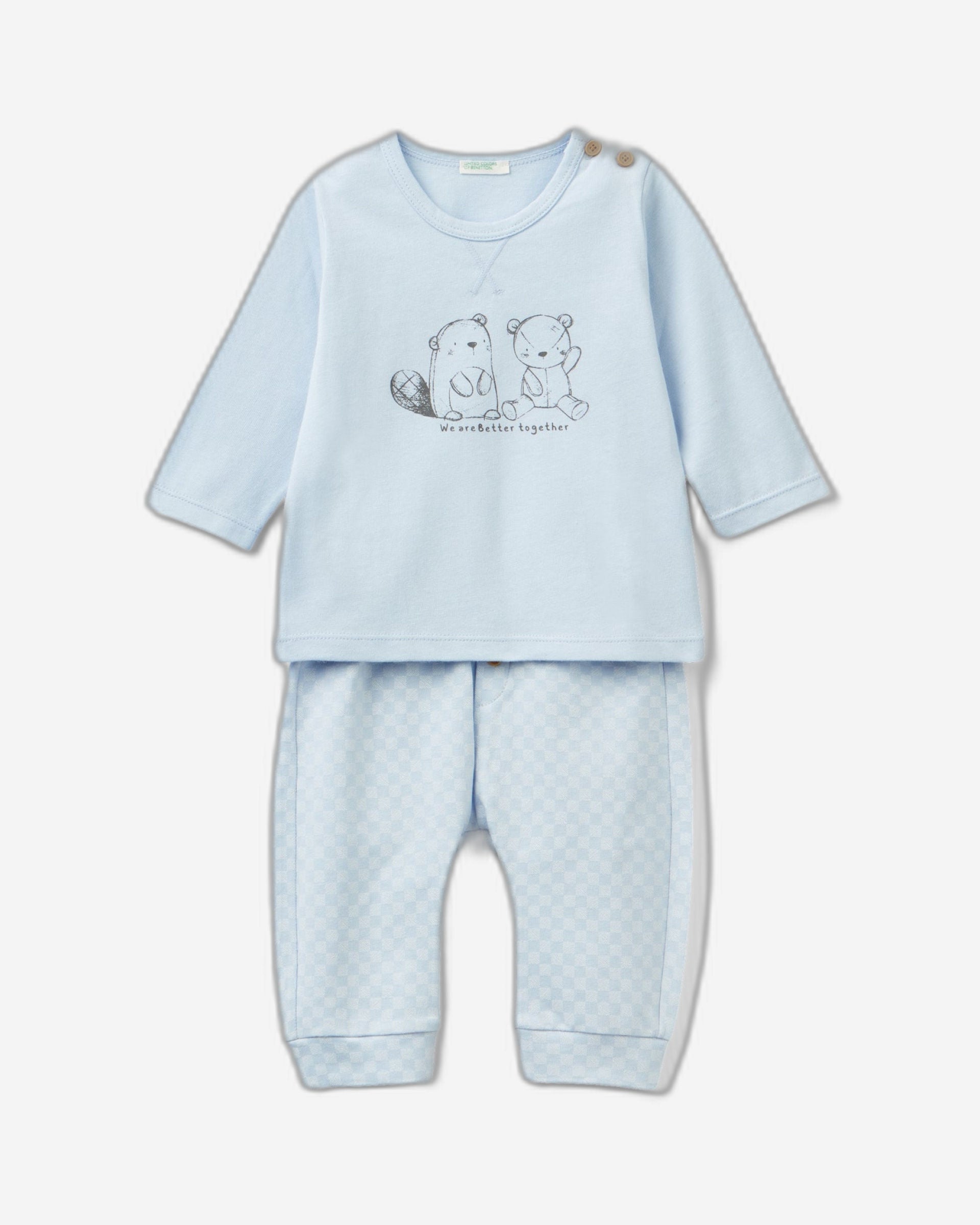 طقم تي شيرت وبنطال دافئ