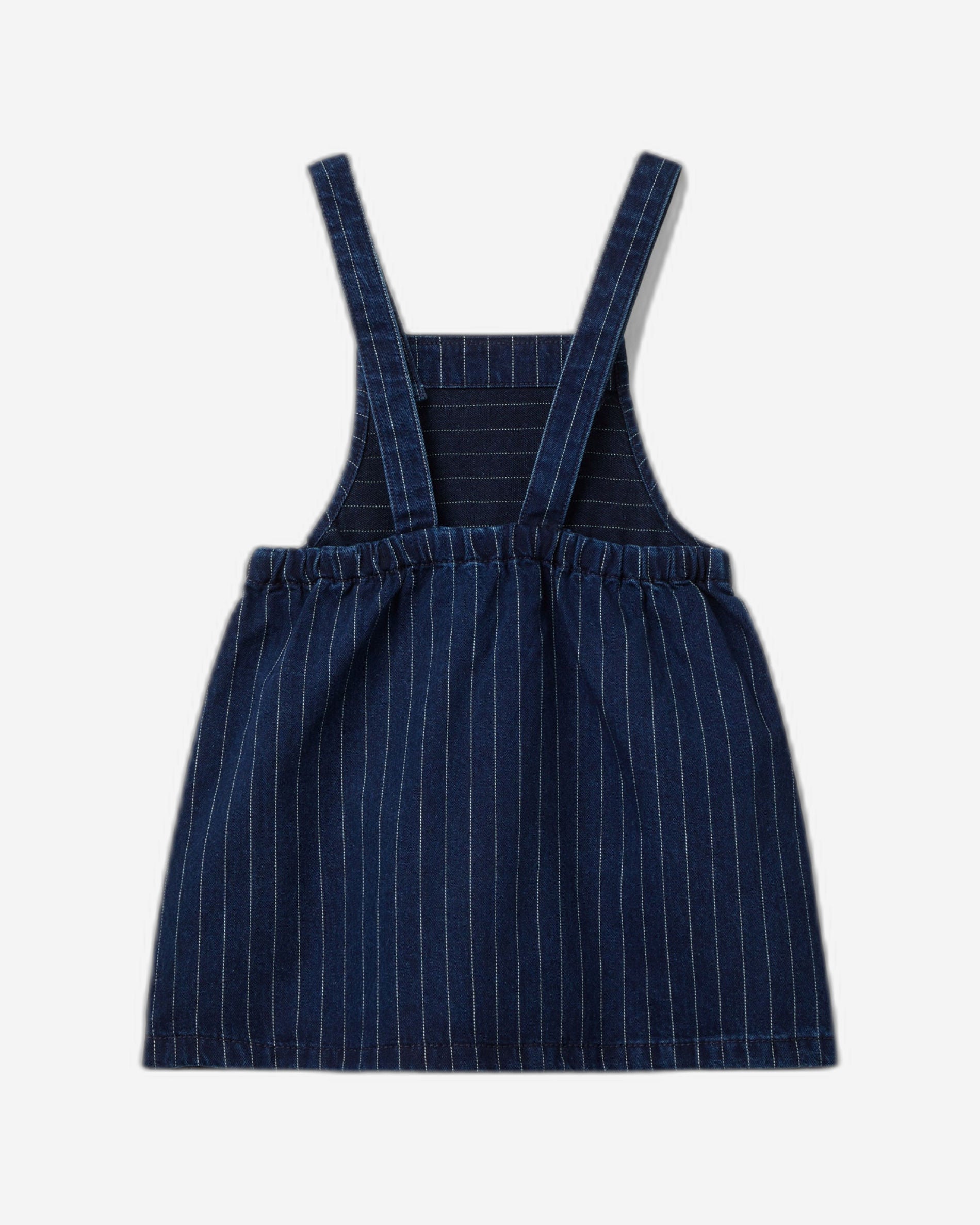 Denim overall skirt with pinstripes