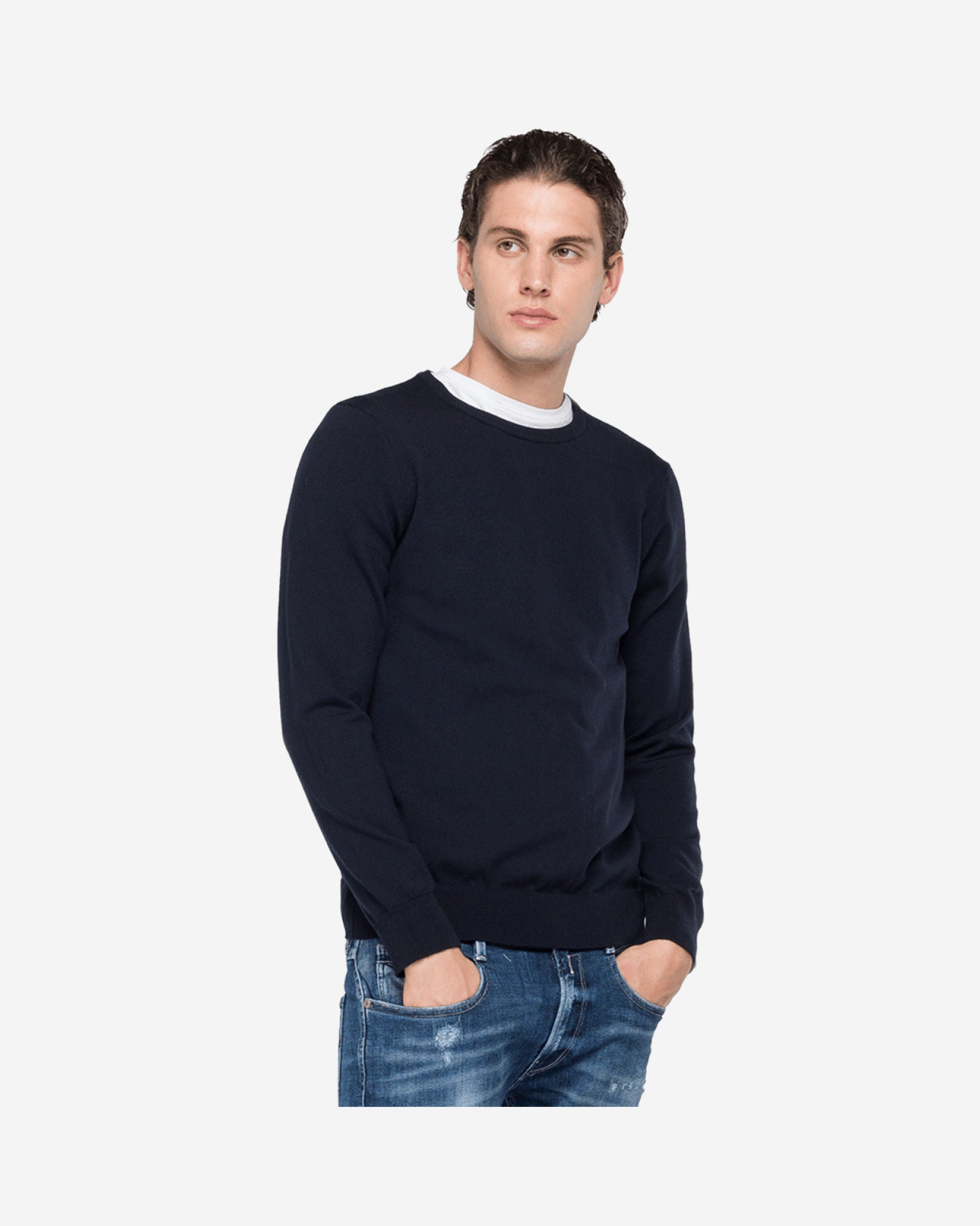 سترة بياقة دائرية من صوف الميرينو