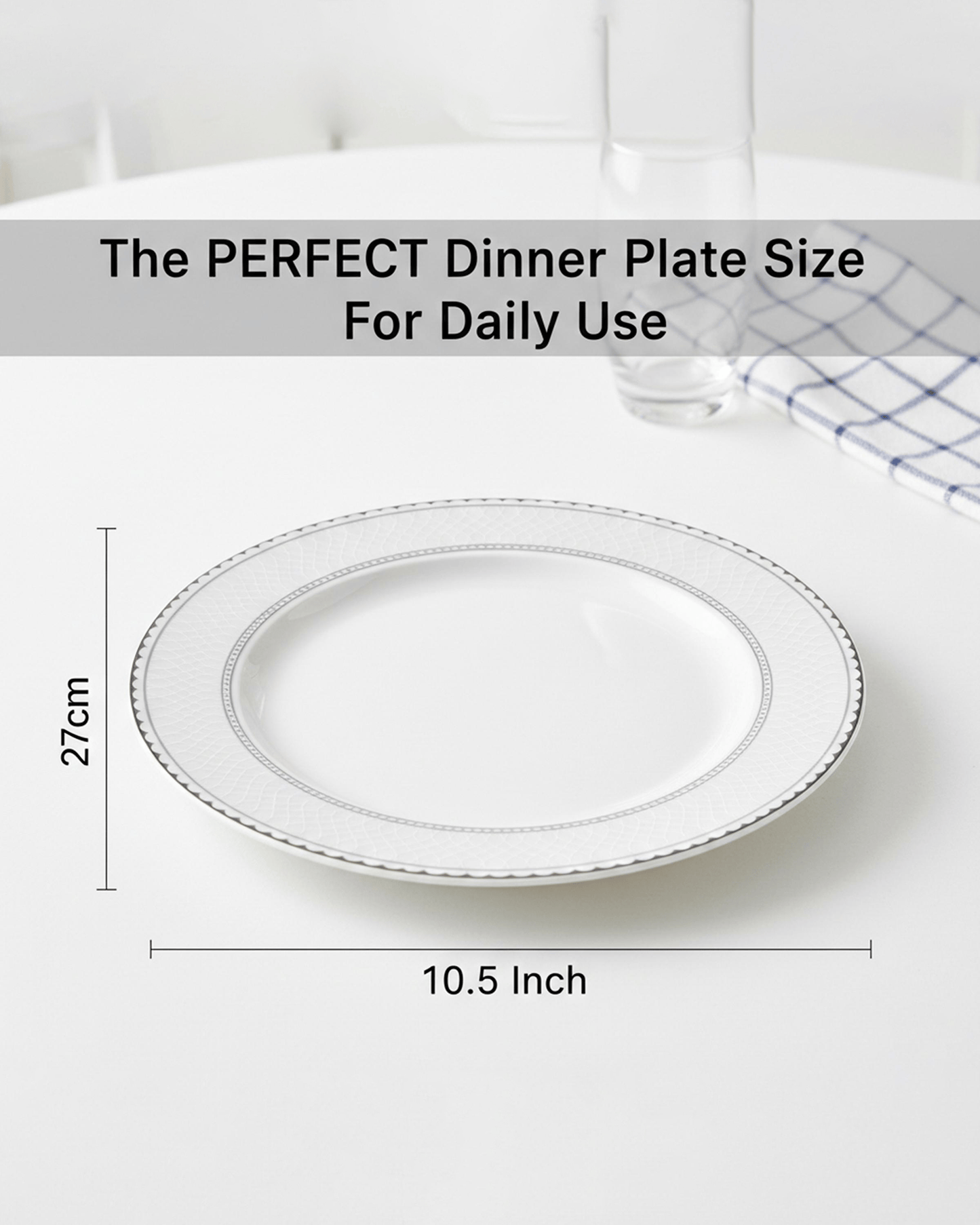 Shallow JUNA Dinner Plate 26.7 cm Elegant White with Texture