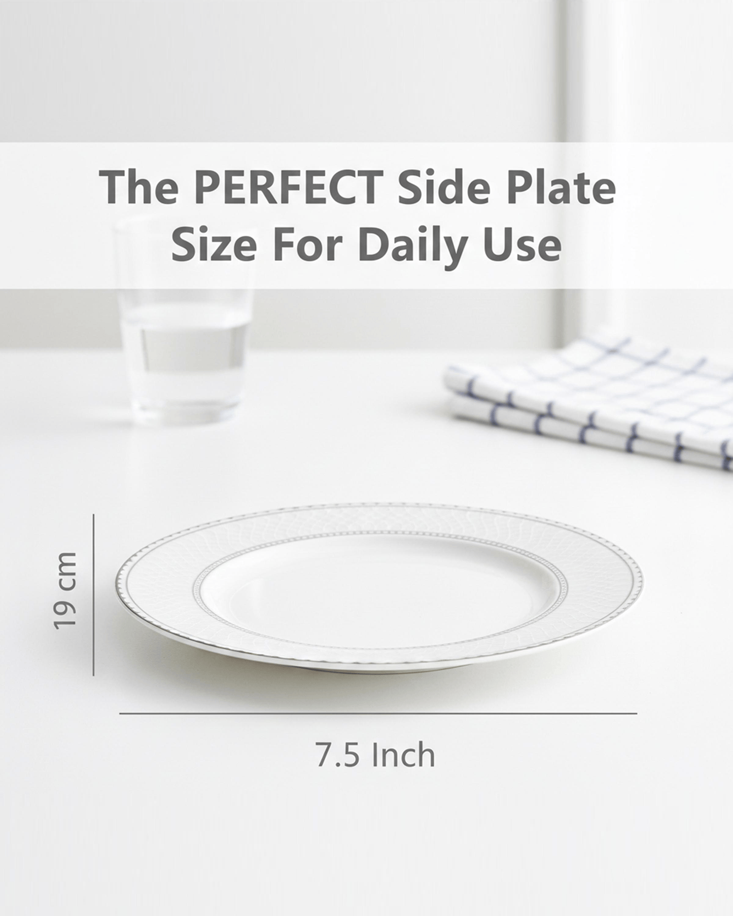 Shallow JUNA Dessert Plate 19 cm Elegant White with Texture