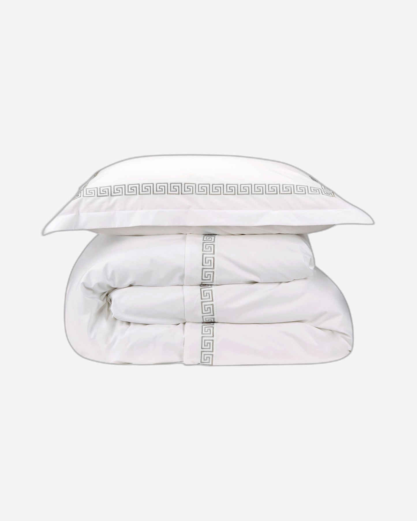 طقم أغطية لحاف كريستي "فيرينا" - أبيض مع تطريز فضي