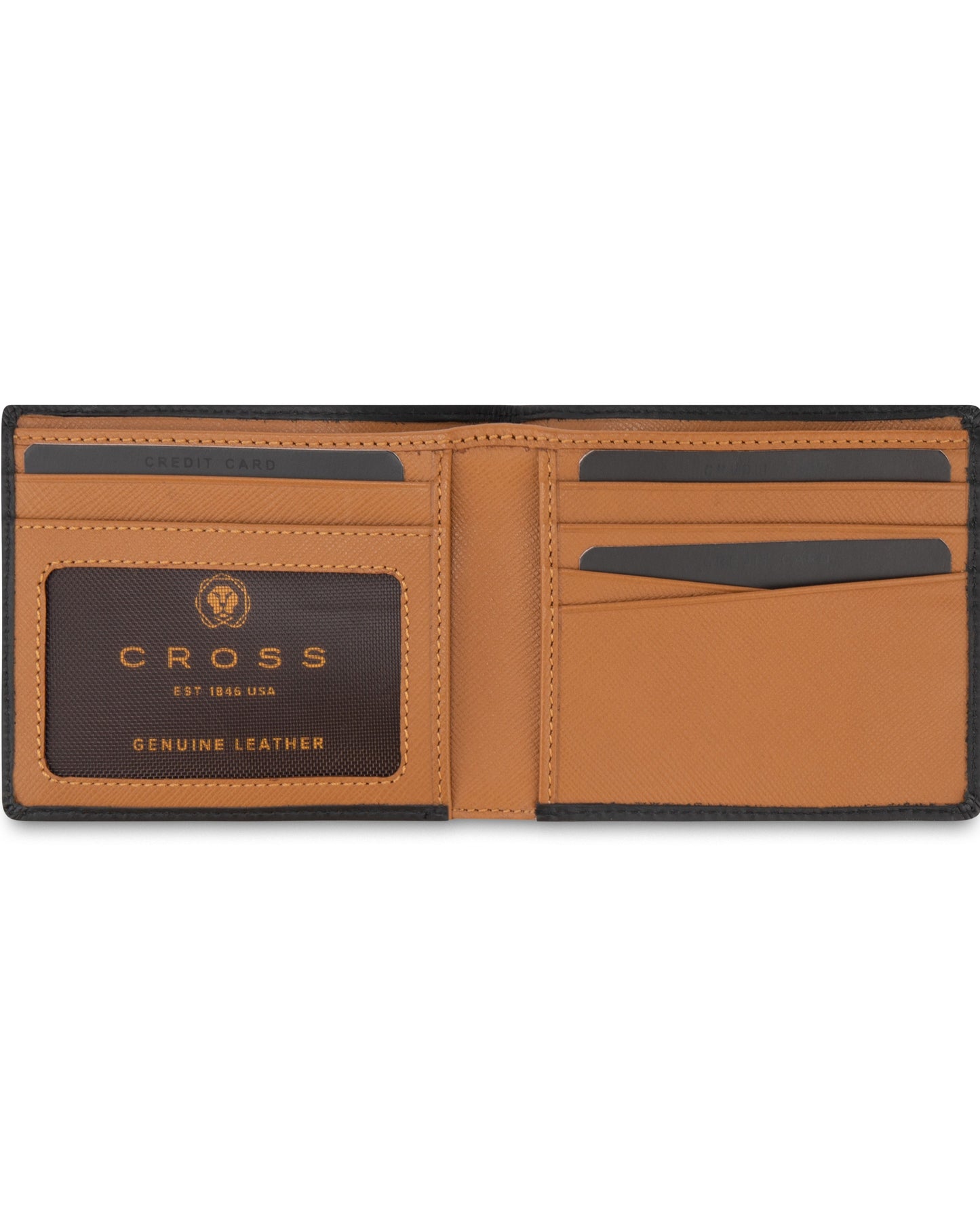 Cross Soft Grain Leather Two-Tone 8Cc Bifold Wallet - Black/Mocha