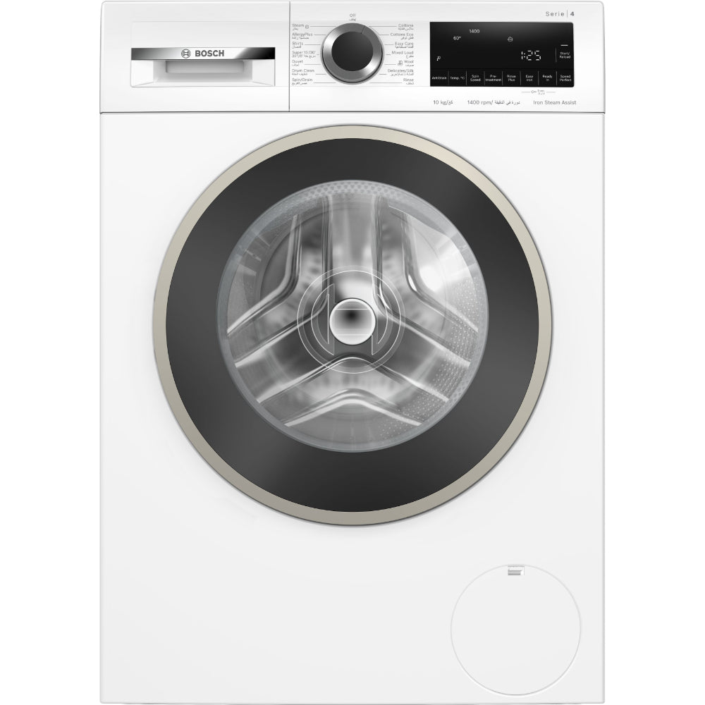 Bosch Series 4 Free-Standing Washing Machine, Front Loader, EcoSilence Drive, 10 kg, 1400 Rpm, Acoustic, LED-display, White WGA25400GC