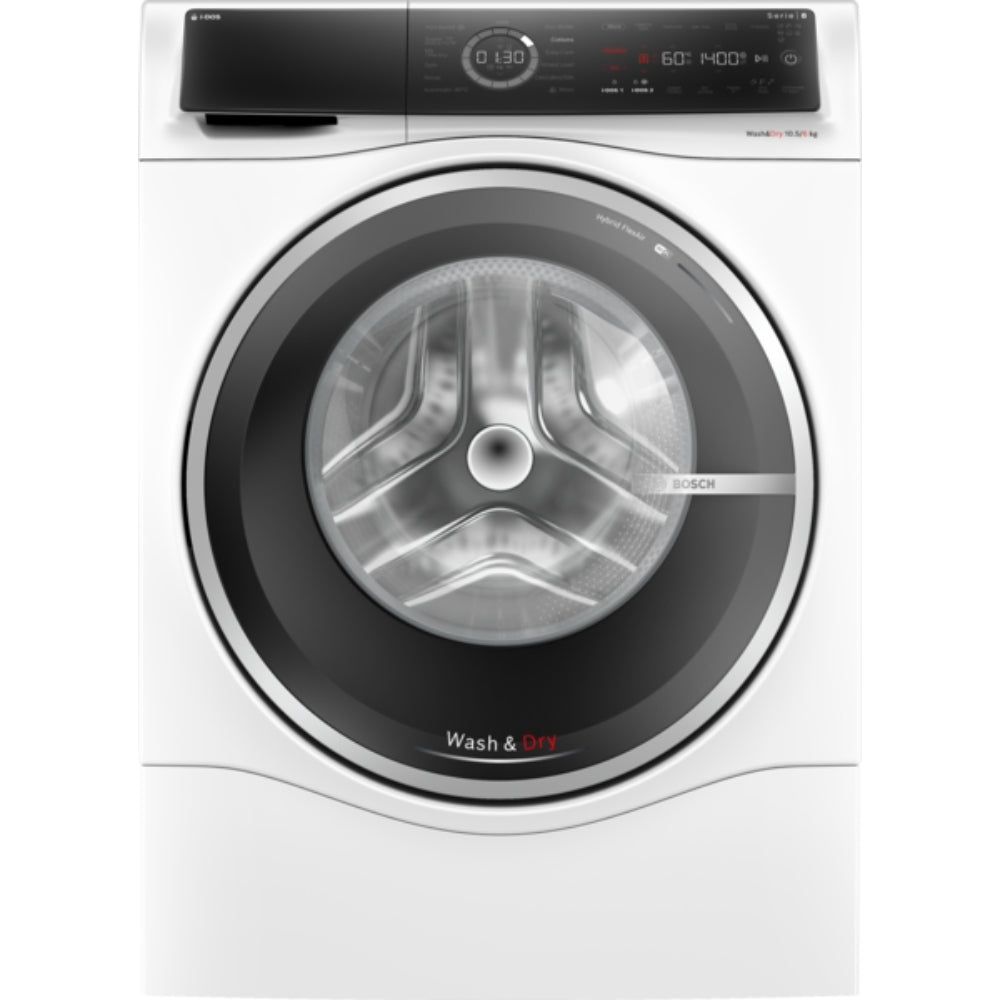 Bosch Series 8 Washer Dryer, 10/6kg, Large LED display, 1400 RPM, White WNC254A0GC